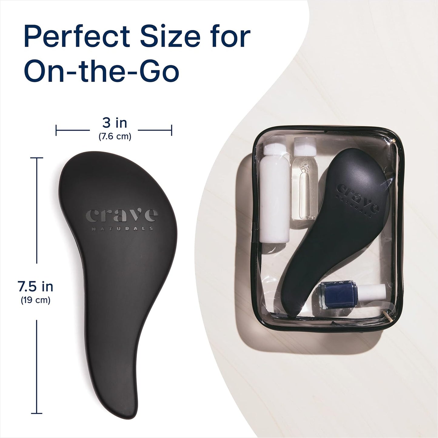 Crave Naturals Glide Thru Detangling Brush, Detangler Brush for Curly, Straight, Wet and Dry Hair Comb for Adults and Kids, Hair Accessories for Women, Black