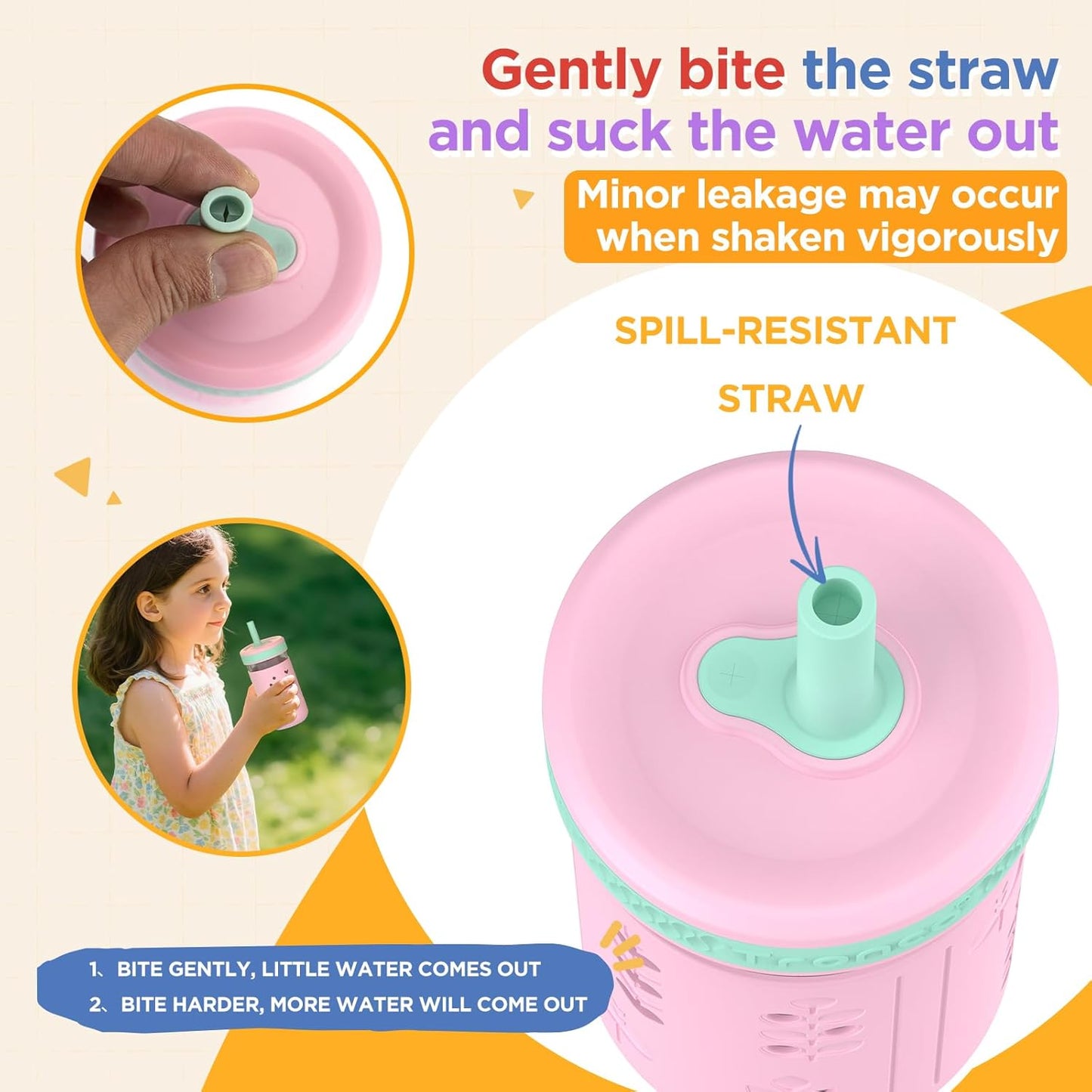 Tronco 12 oz Glass Sippy Cup for Kids & Toddlers | Mason Jar Smoothie Cups with Spill-Proof Silicone Straws, Non-Slip Silicone Sleeves & Lids, BPA-Free Snack Cups, Dishwasher Safe