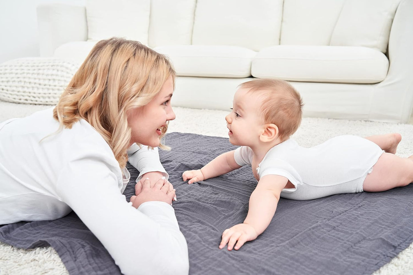 Baby Muslin Swaddle Blankets for Boys and Girls,4-Pack Breathable and Skin-Friendly,Wrap Soft Silky Cotton Muslin Swaddle Blankets/Atrovirens/Green/Apricot White/Grey…