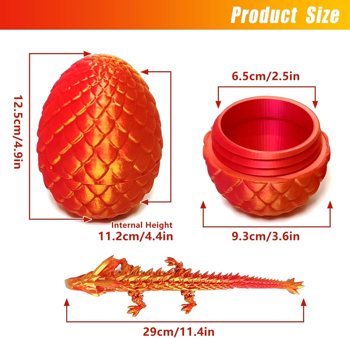 Easter Dragons 3D Printed Dragon Egg with Dragon Inside Crystal Dragon Fidget Toy for Adult Full Articulated Dragon for Home Office Decor