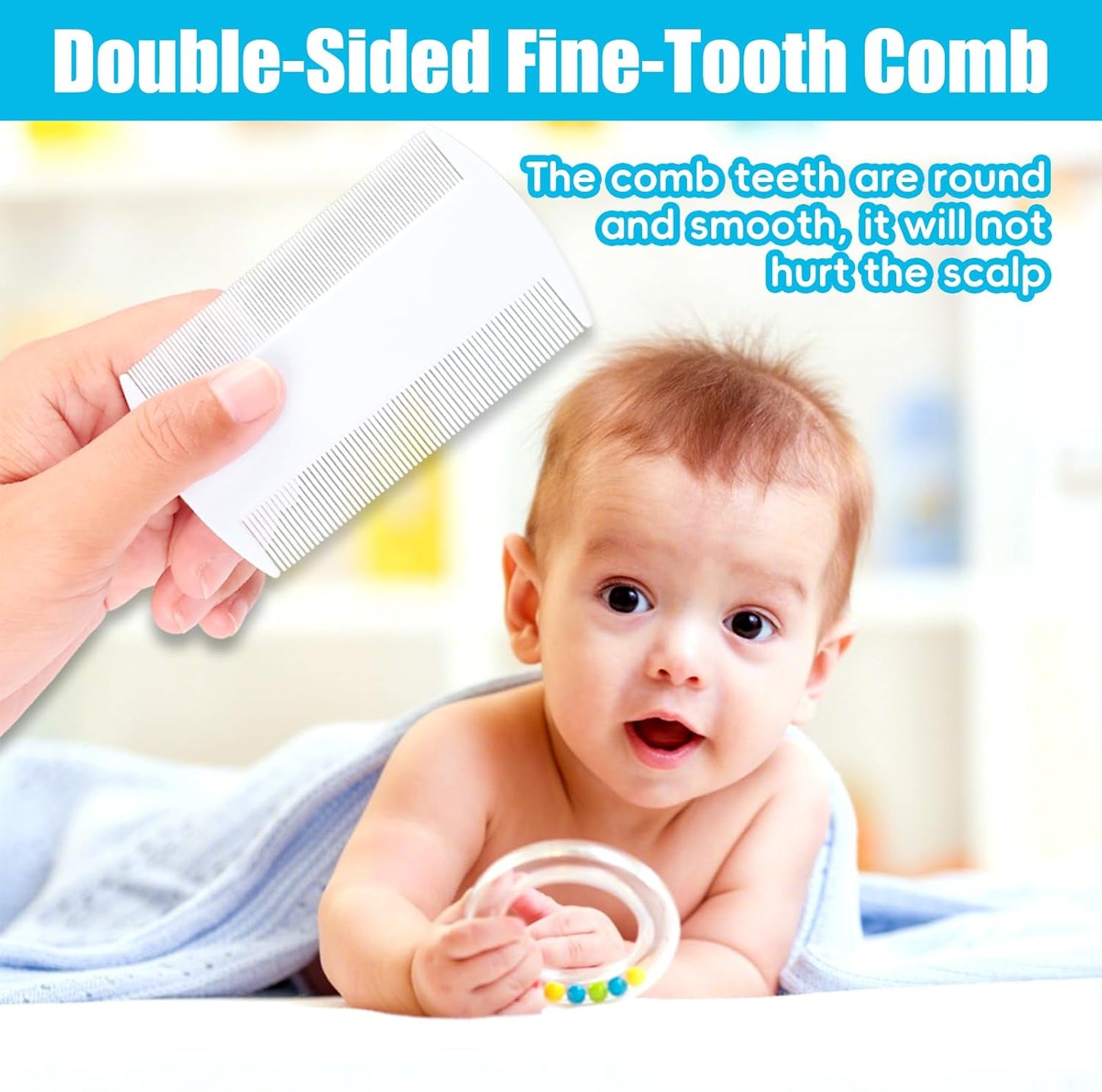 Baby Hair Brush and Comb Set, 4Pcs Baby Soft Bristles Brush Cradle Cap Brush Hair Comb for Newborns Toddlers Boys Girls (Grey)