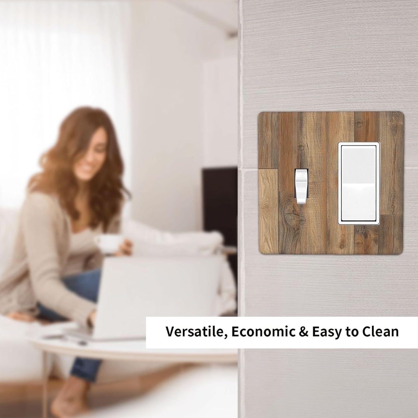 Outlet Covers Retro Rustic Brown Wood Grain 1 Toggle 1 Rocker Combination Decorative Wall Plate Electrical Switch Plates Light Switch Cover Plate For Farmhouse Cabin Decor