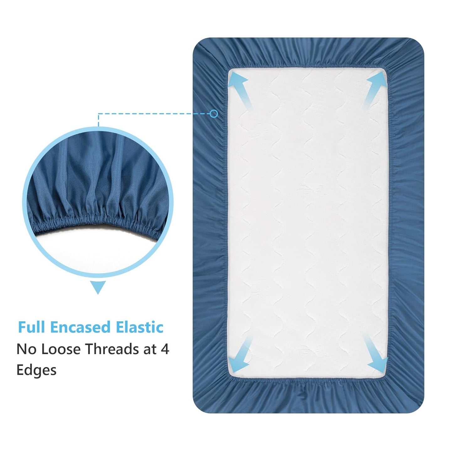 TILLYOU Baby Crib Sheets for Boys Girls, Super Soft Toddler Bed Sheets, 2 Pack Sheets for Standard Crib Mattress 28x52in, Navy and Stone Blue