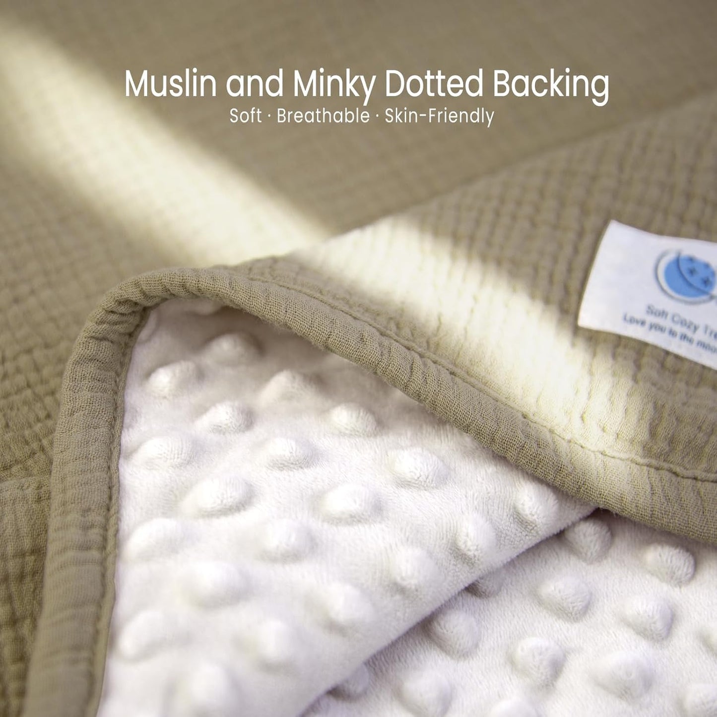 lulumoon Baby Blanket for Newborn Receiving: Minky Dot & Muslin Lightweight - Thermal Blanket Gift for Baby Shower & Hospital Welcoming 30"x40"(Olive)