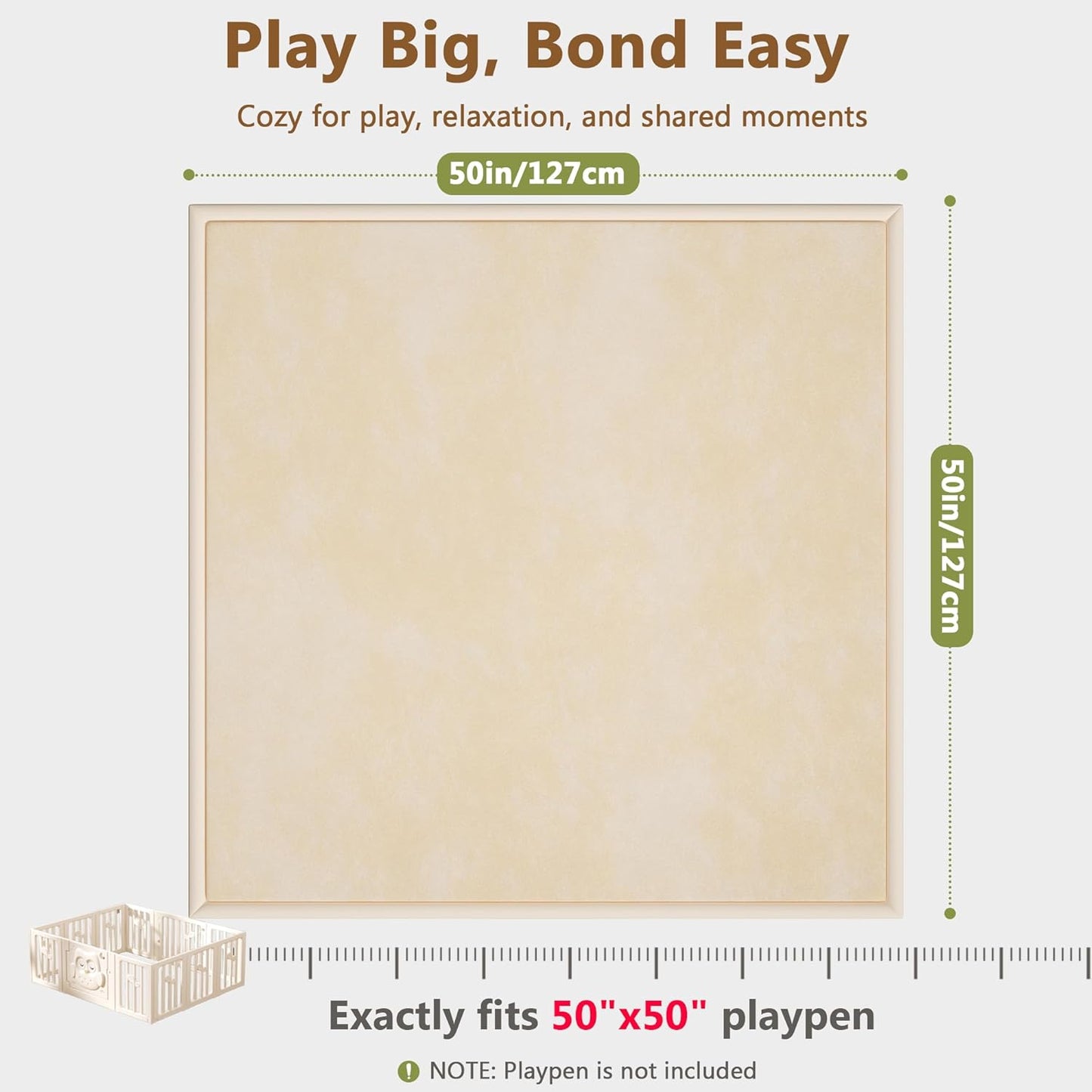 Baby Play Mat for Floor, 1.3'' Thick Memory Foam Tummy Time Mat - Super Soft Coral Velvet Nursery Rug with Non-Slip Backing, Crawling Mat for Toddlers/Infants, Yoga & Tatami Use, 50''x 50''