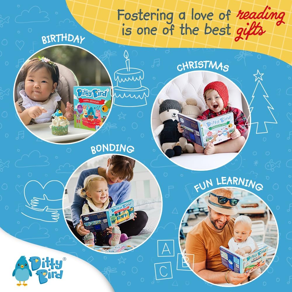 Ditty Bird Musical Books for Toddlers | Interactive Nursery Rhymes Book with Sound | Old Macdonaldโs Farm, Twinkle Little Star & More Songs | Fun Baby Book for 1-3 Year Olds (Bedtime Songs)