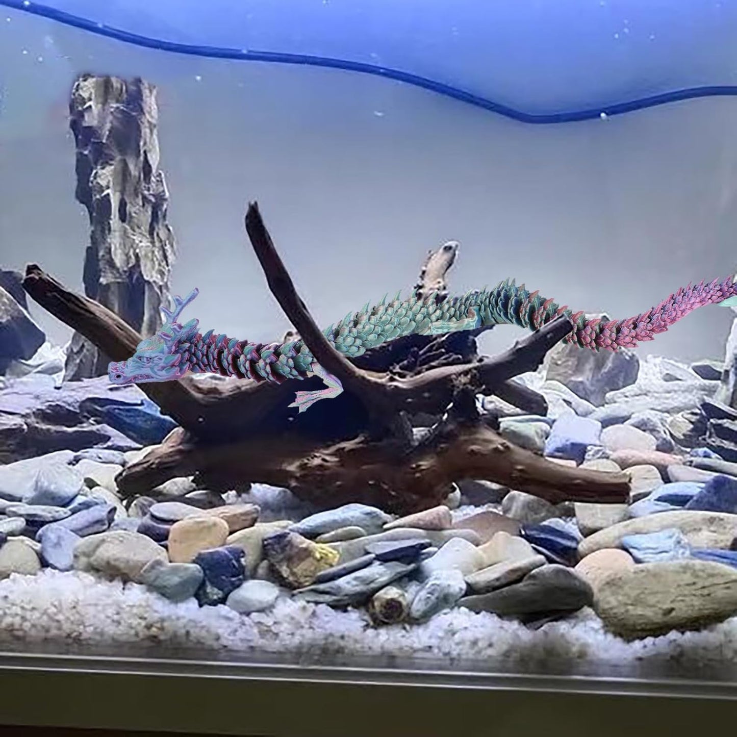 3D Printed Dragon, 17.7 Inch Articulated Dragon, Crystal Dragon, Dragon Fidget Toy, Home Office Decor Executive Desk Toys (Colorful)