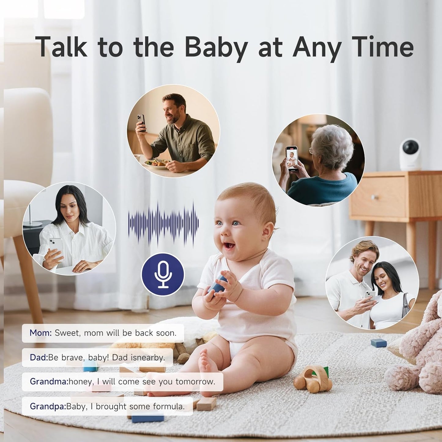 WiFi Baby Monitor with Camera and Audio - 2K Color Night Vision, WiFi Video Baby Monitor - 355° Pan/70°Tilt, AI Motion/Cry/Temp/Humidity Alerts, 2-Way Audio, App for 20 Users, 8 Lullabies