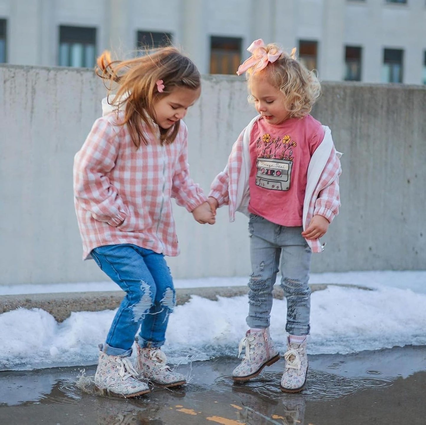 Douhoow Toddler Baby Plaid Jacket Baby Boy GIrl Flannel Hoodies Zip Up Hooded Fall Winter Outerwear Coat