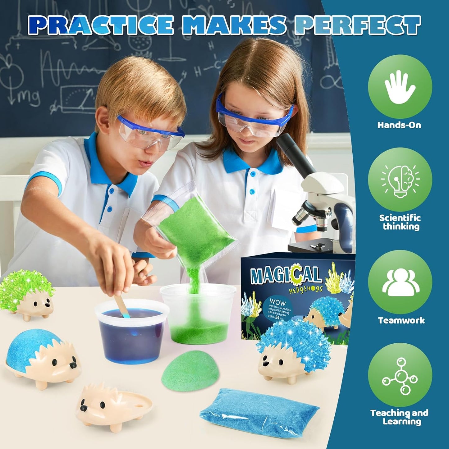 sdaymol Crystal Growing Kit for Kids - 2 Colors Hedgehog to Grow Fast in (24H),Science Experiments Learning & Educational Toys,Science Kits for Kids Age 8-12 STEM Project Gifts for Boys & Girls 6+