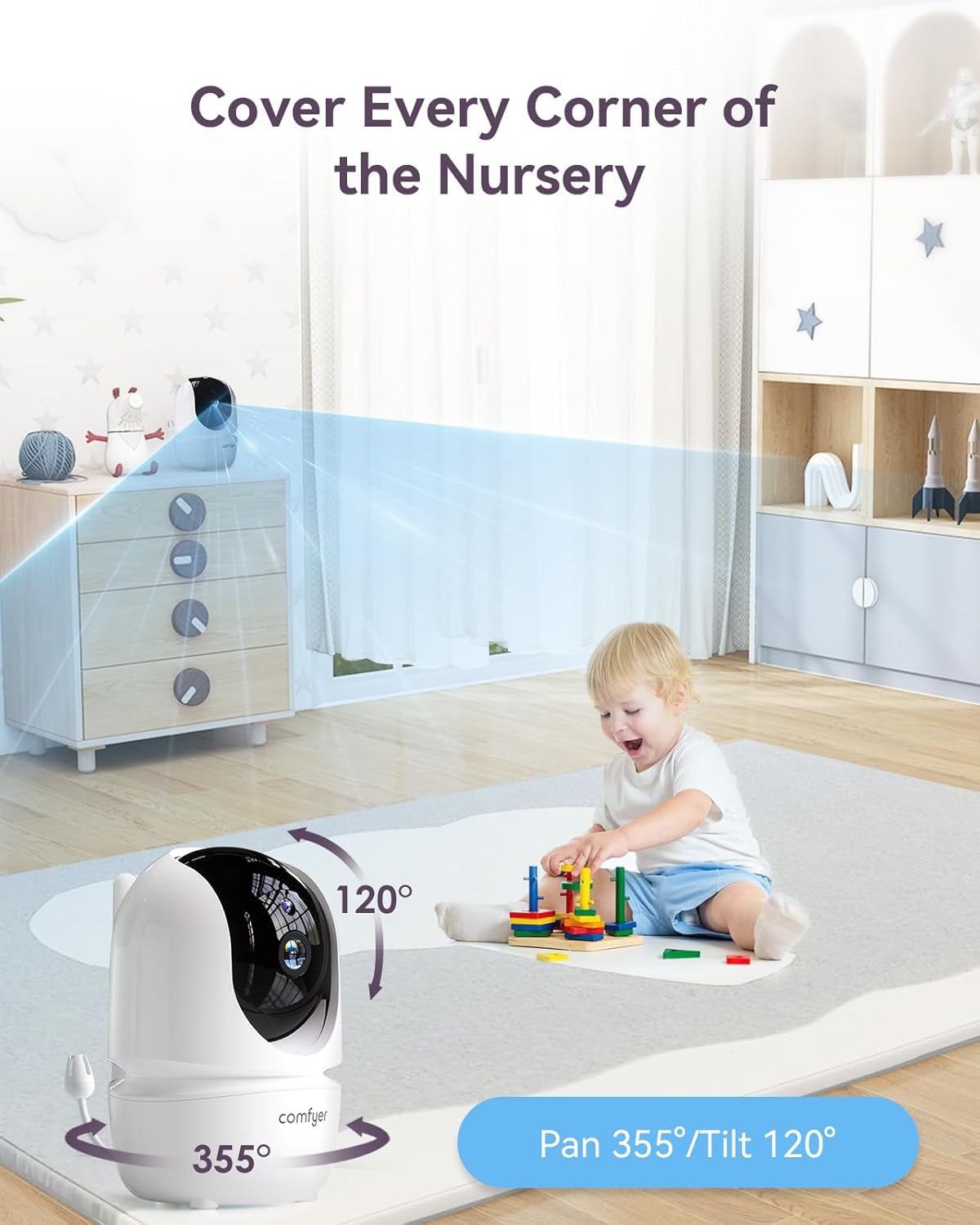 Baby Monitor with Camera and Audio, 7" 720P HD Video Baby Monitor No WiFi, 4000mAh Battery, VOX Mode, Auto Night Vision, Hack Proof, Remote PTZ