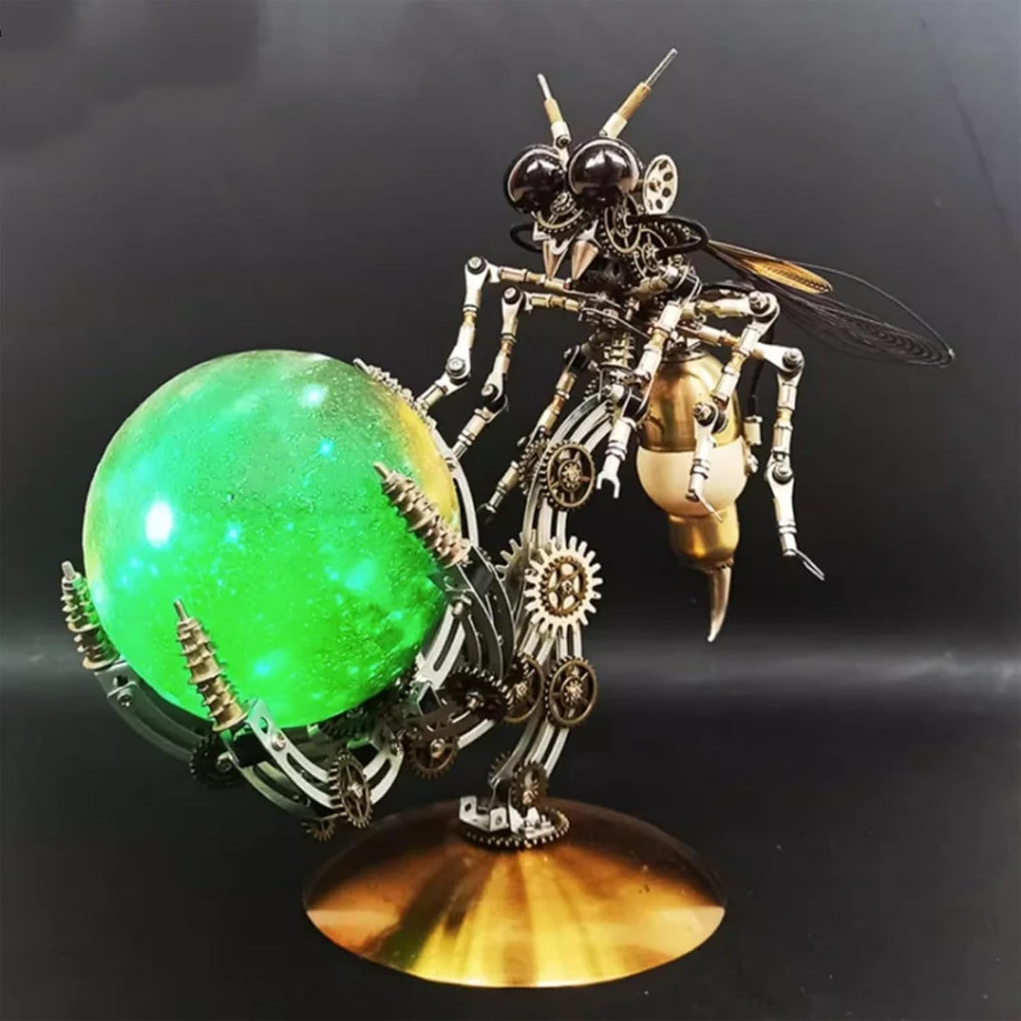 3D Metal Puzzle for Adults, DIY Mechanical Assembly Wasp Metal Model Kits with RGB Colors Lamps 3D Jigsaw Puzzles Desk Ornament (RGB lightt)