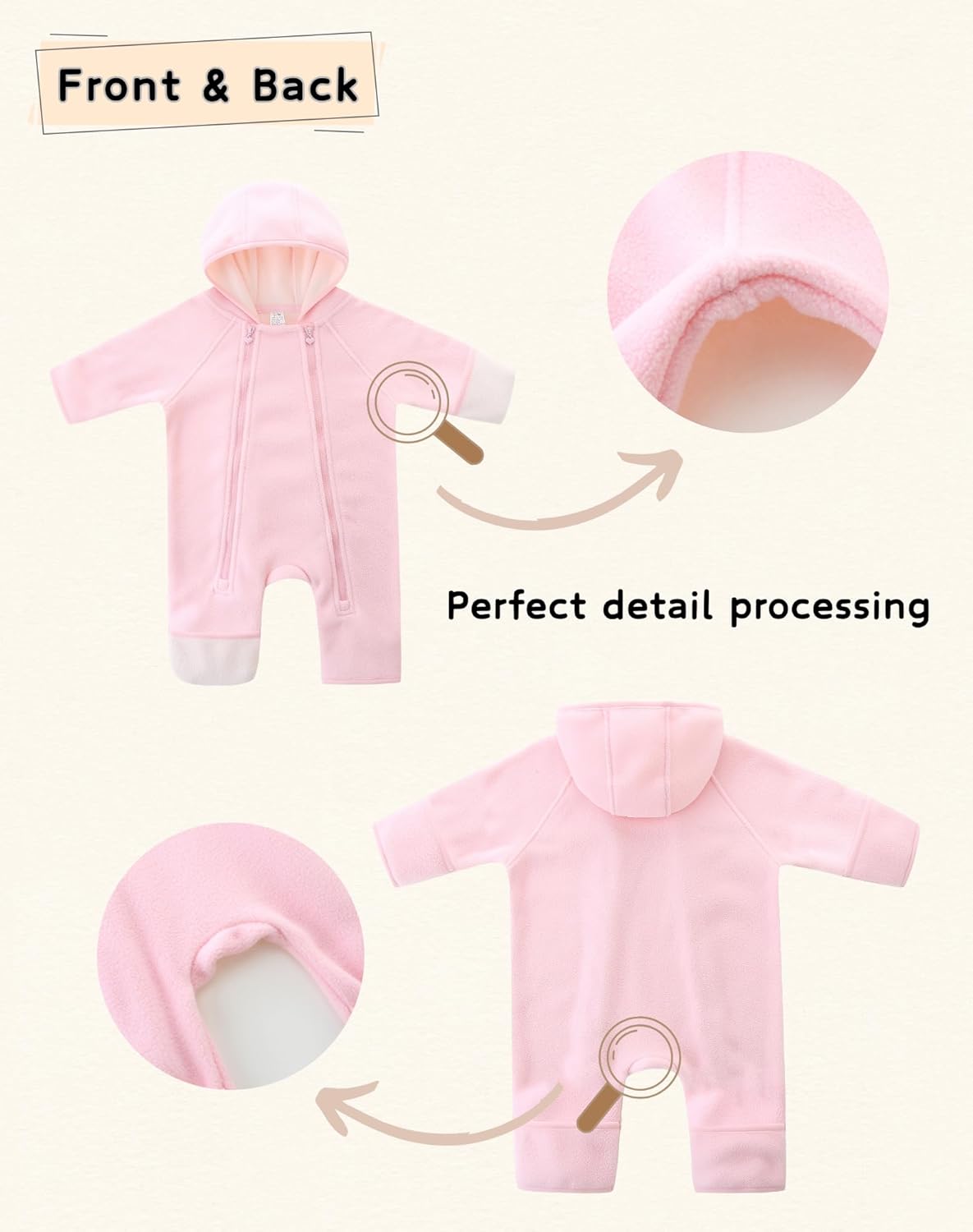Newborn Baby Fleece Jumpsuit Girls Boys Winter Hooded Coverall Romper Cute Baby Snowsuit Clothes