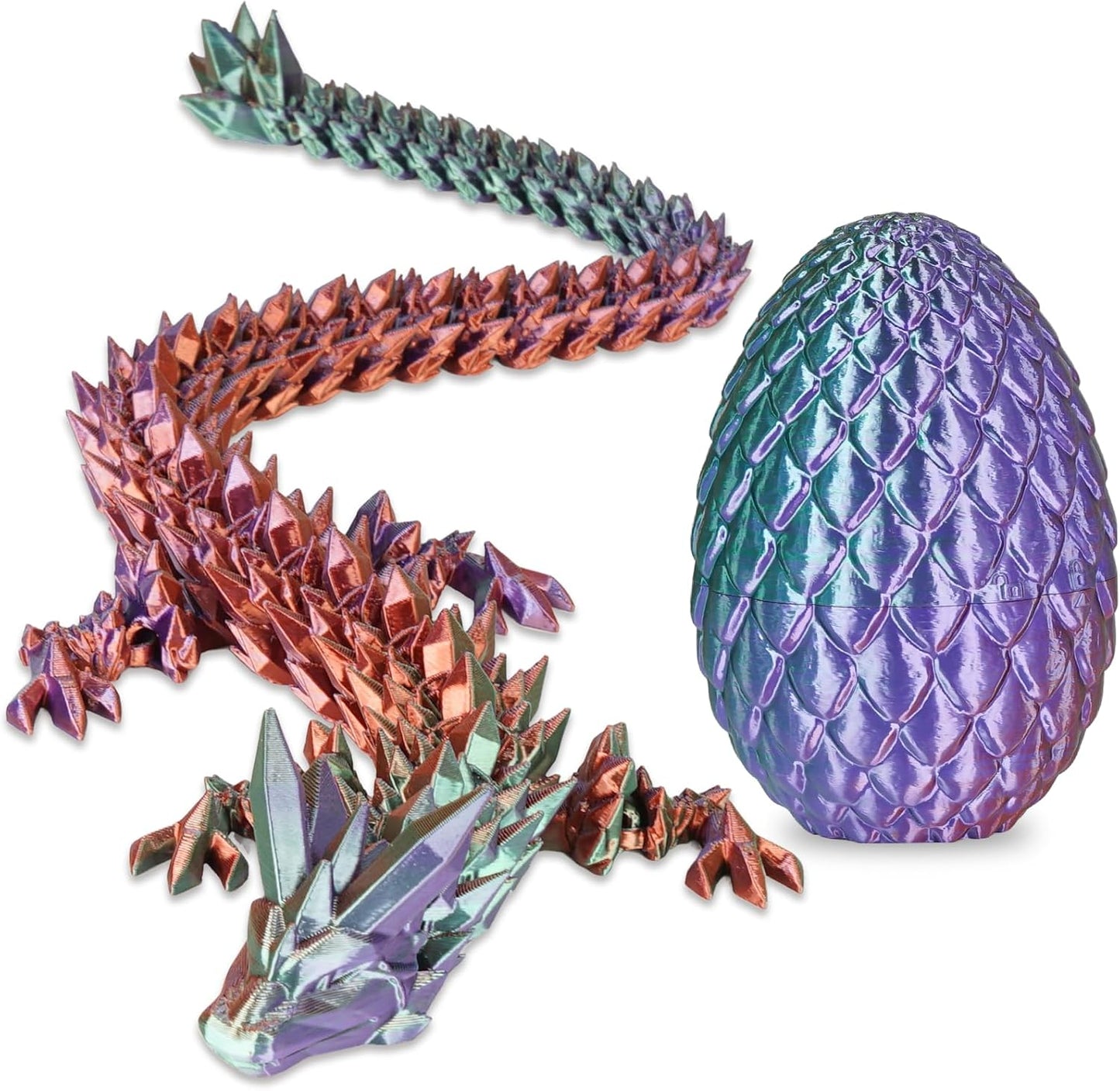 Dragon Eggs with Dragon Inside, 3D Printed Surprise Funny Gifts for Kids, Articulated Dragon Fidget Toys for Adults, Executive Desk Toys Office Room Dรฉcor (Gradient Blue-Green-Brown, M-Size)