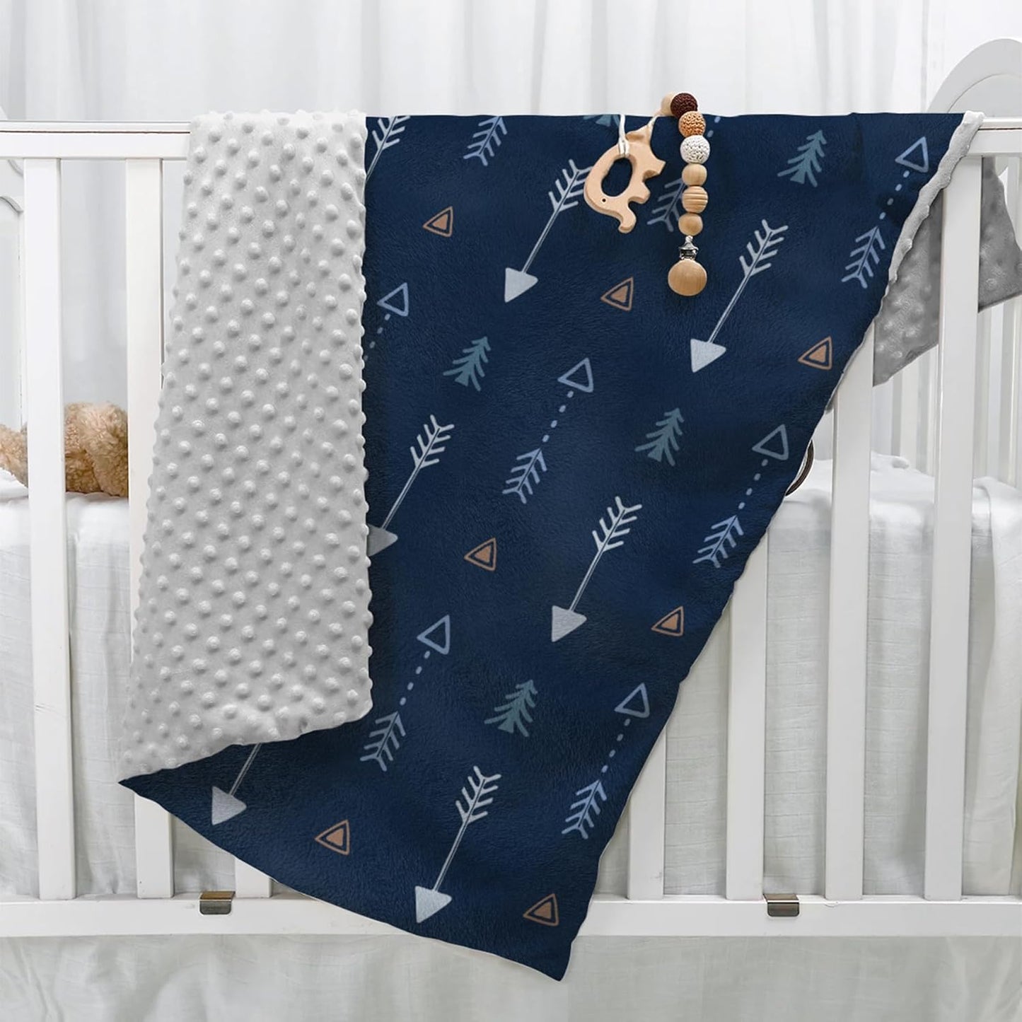 SANDJEST Kid Blanket for Boys with Double Layer Dotted Backing - Arrows Printed 30 x 40 Receiving Blankets Kids Gift for Birthday
