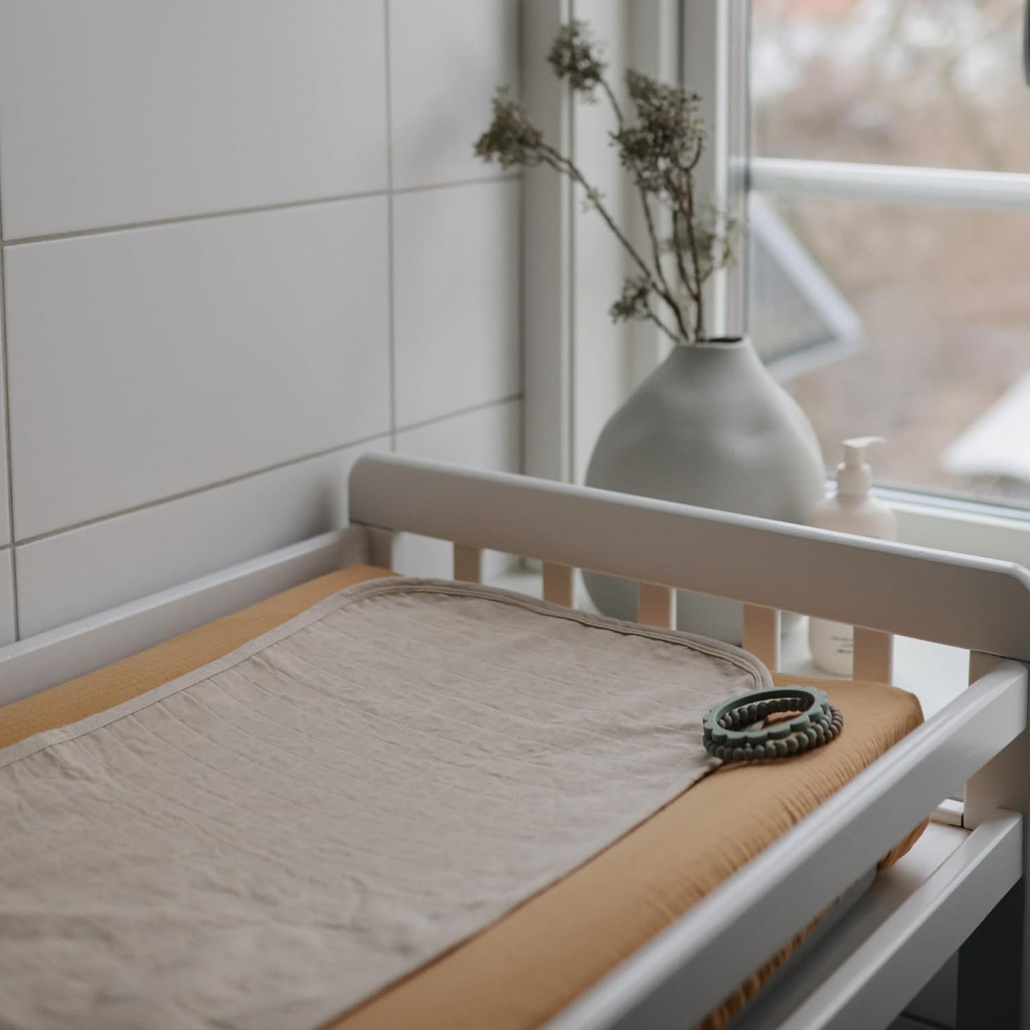 mushie Waterproof Changing Pad Liners | 100% Organic Cotton | Set of 3 (Blue Combo)