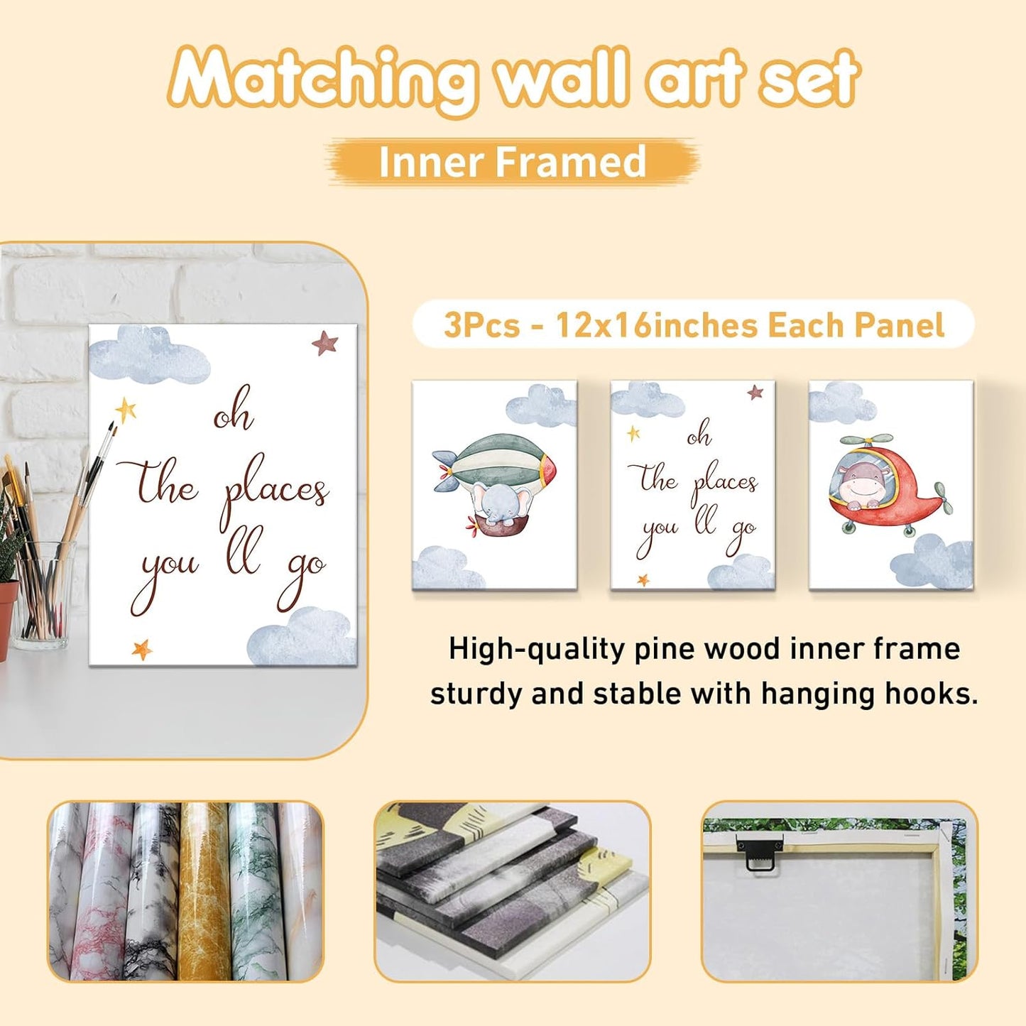 Personalized Crib Bedding Set, 5 Pcs Custom Name Nursery Bedding Set with Double Layer Flannel Blanket, Pilot Animals Baby Crib Set for Boys Girls, Customized Gifts for Toddlers Infants Babies