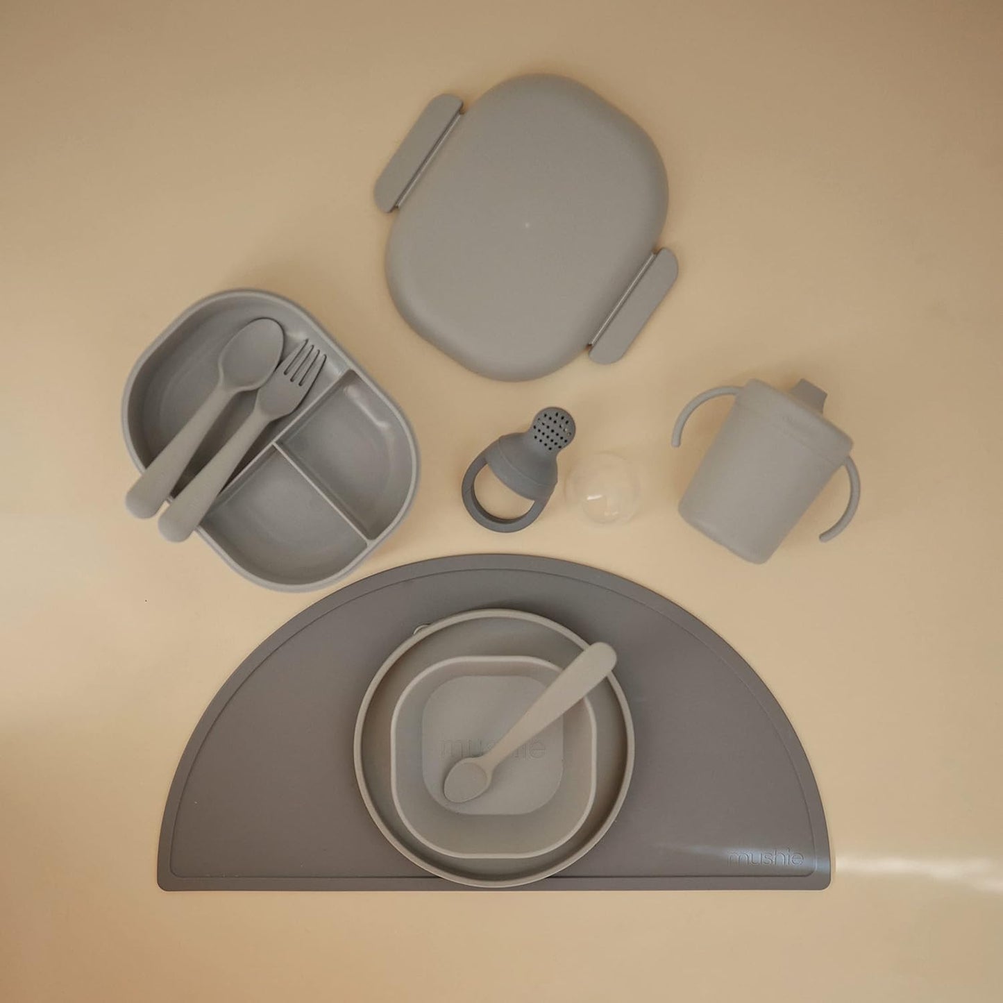 mushie Trainer Sippy Cup | Made in Denmark | Leak Resistant Twist-Off Lid & Handles | 6 Months + (Cloud)