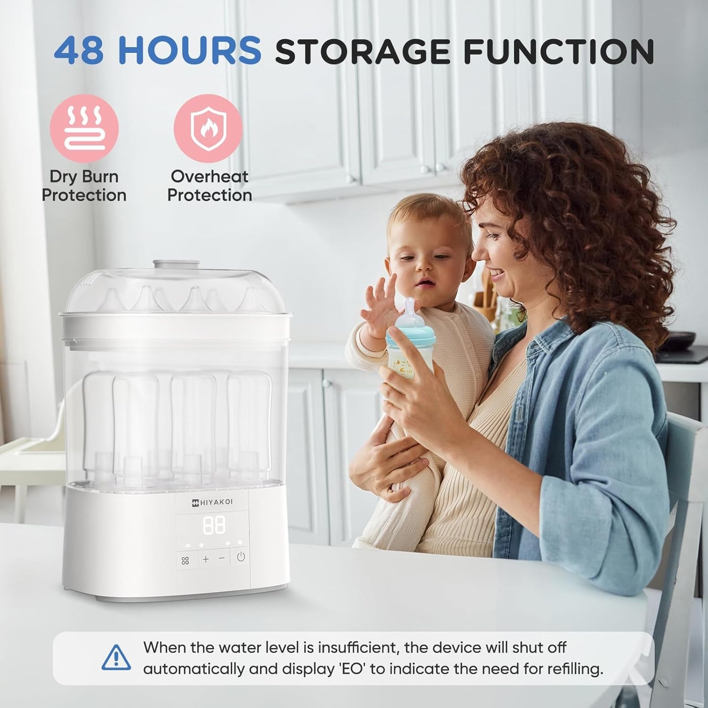 Bottle Sterilizer and Dryer, HIYAKOI Electric Steam Baby Bottle Sterilizer and Dryer, All-in-One Sterilizer 2 Layers Large for Baby Bottles, Parts & Other Newborn Essentials - HEPA Filtration