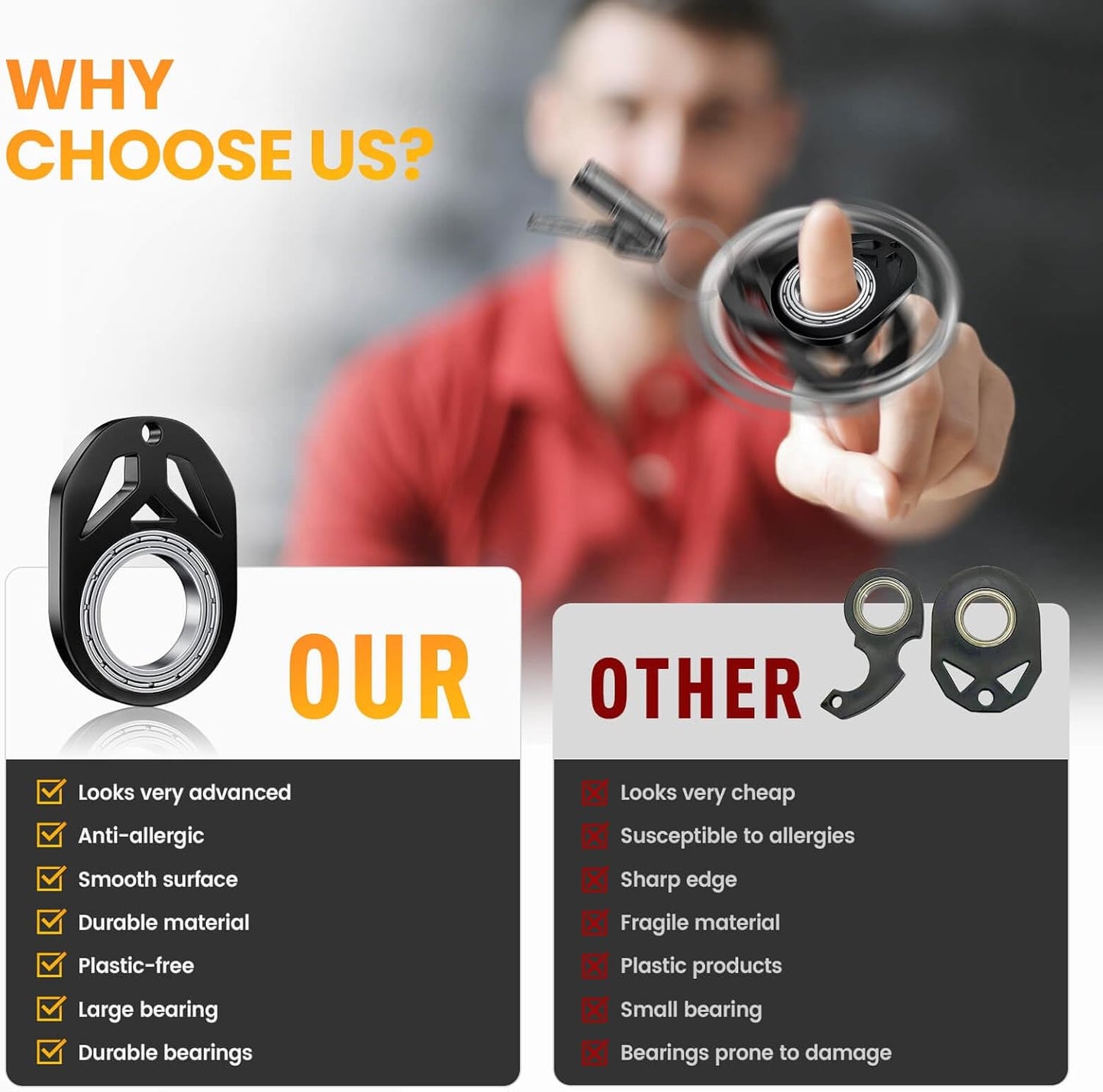 Keychain Spinner, Fidget Keychain, Spinning Keychain Fidget, Fidget Keychain for Adults, Metal Fidget Spinner Keychain Toys for Key