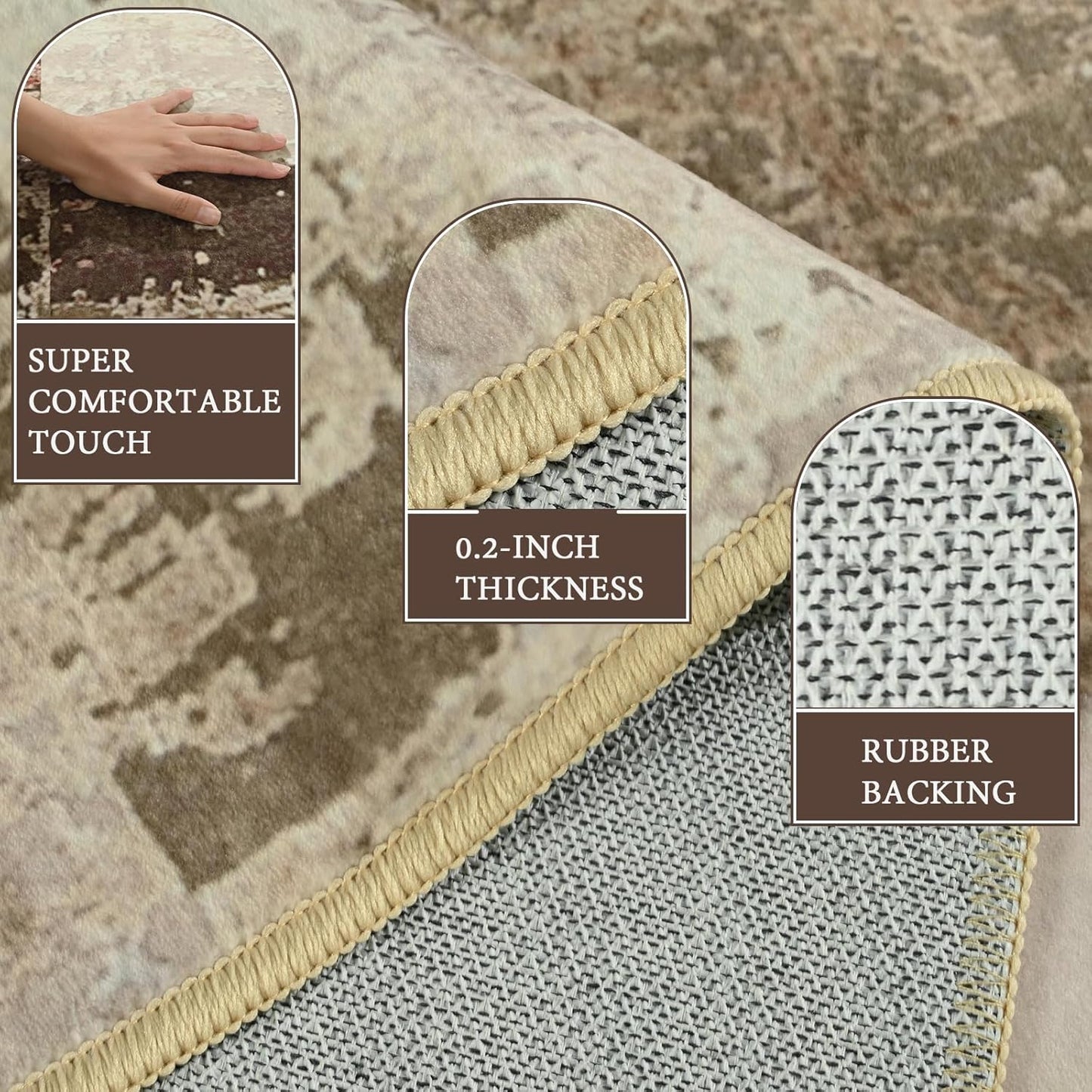 LOCHAS Washable Runner Rugs for Hallway, 2x6 Non Sip Soft Rug for Bedroom Entryway Kitchen Laundry Room, Long Abstract Carpet for Indoor Floor Bedside, Geometric Vintage Home Decor, Pet & kid Friendly