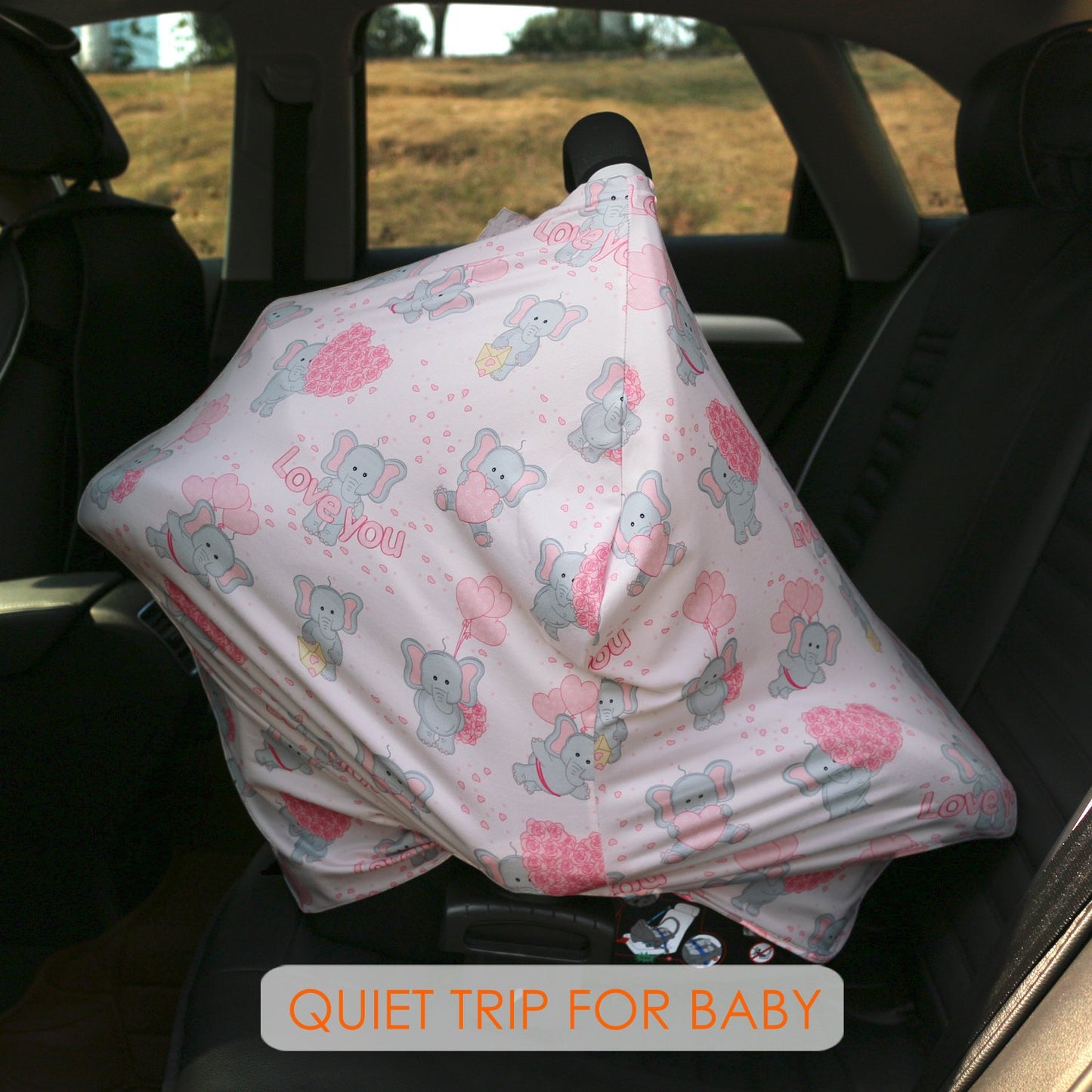 Baby Car Seat Covers, Carseat Canopy, Boys Girls Privacy Breastfeeding Cover (Cute Elephant)