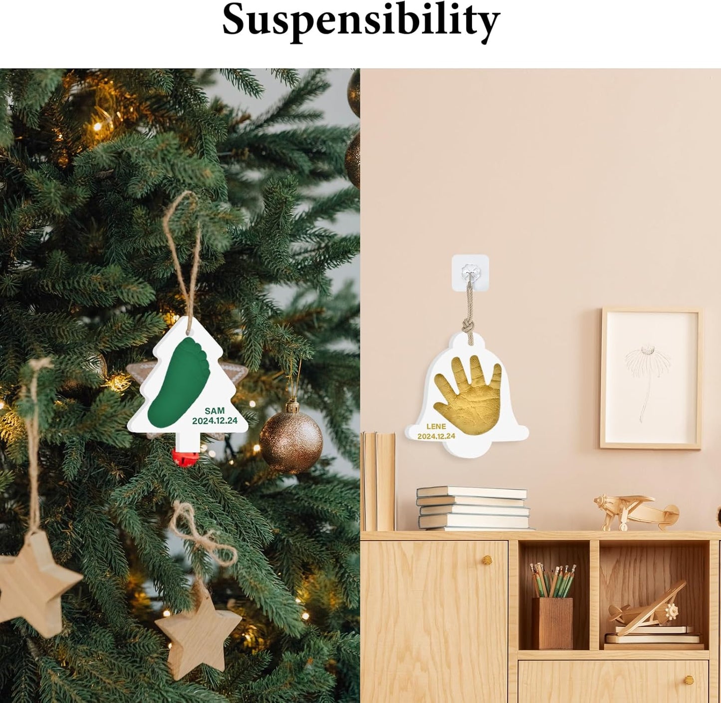 Baby Handprint Footprint Keepsake Ornament Kit, Personalized Baby Foot Printing Kit for Newborn Clay Impression Handmade DIY Imagination to Create