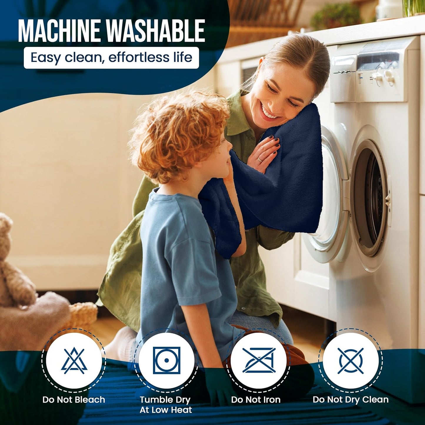 Utopia Bedding Waterproof Mattress Protector Full Size, Premium Terry Mattress Cover 200 GSM, Breathable, Fitted Style with Stretchable Pockets (Navy Blue)