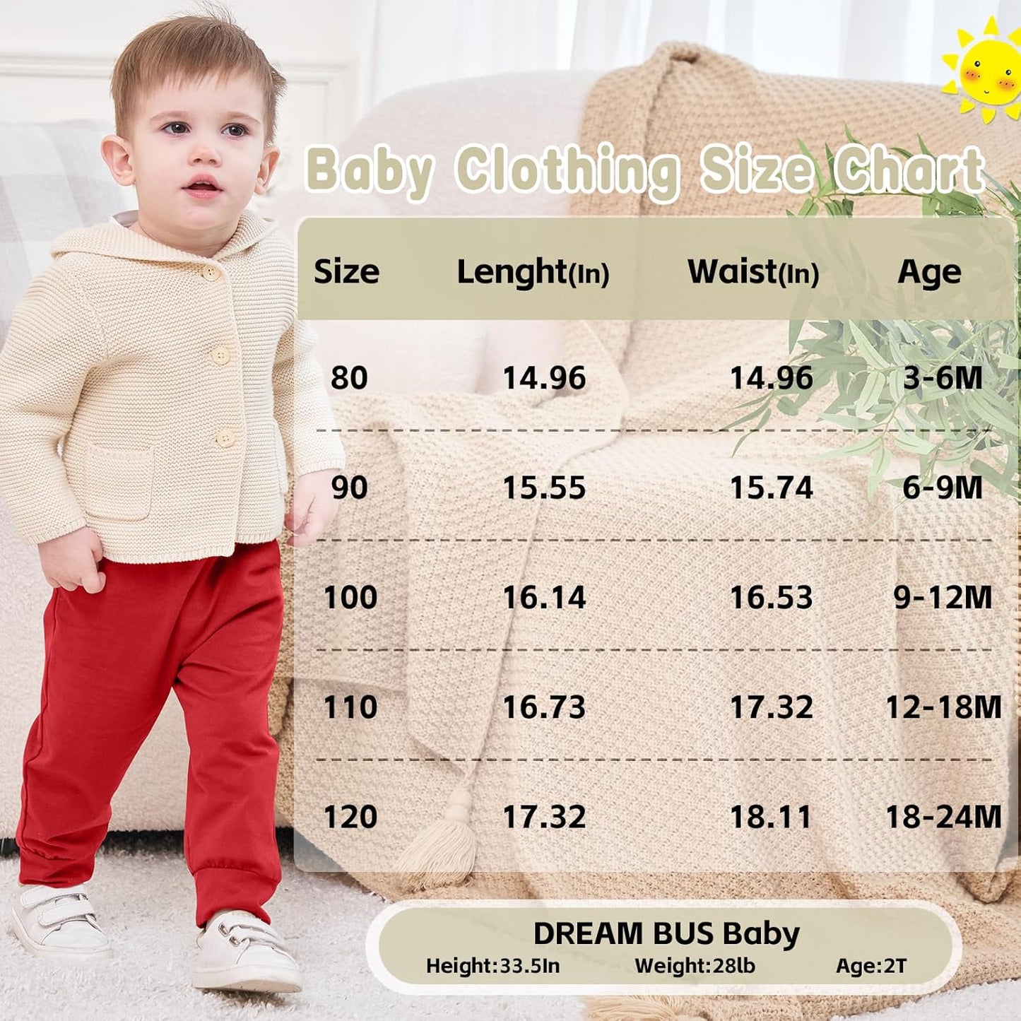 DREAM BUS Pack of 3 Toddler Jogger Pants with Pocket Toddler Boy Sweatpants Baby Boy Pants Infant Newborn Leggings