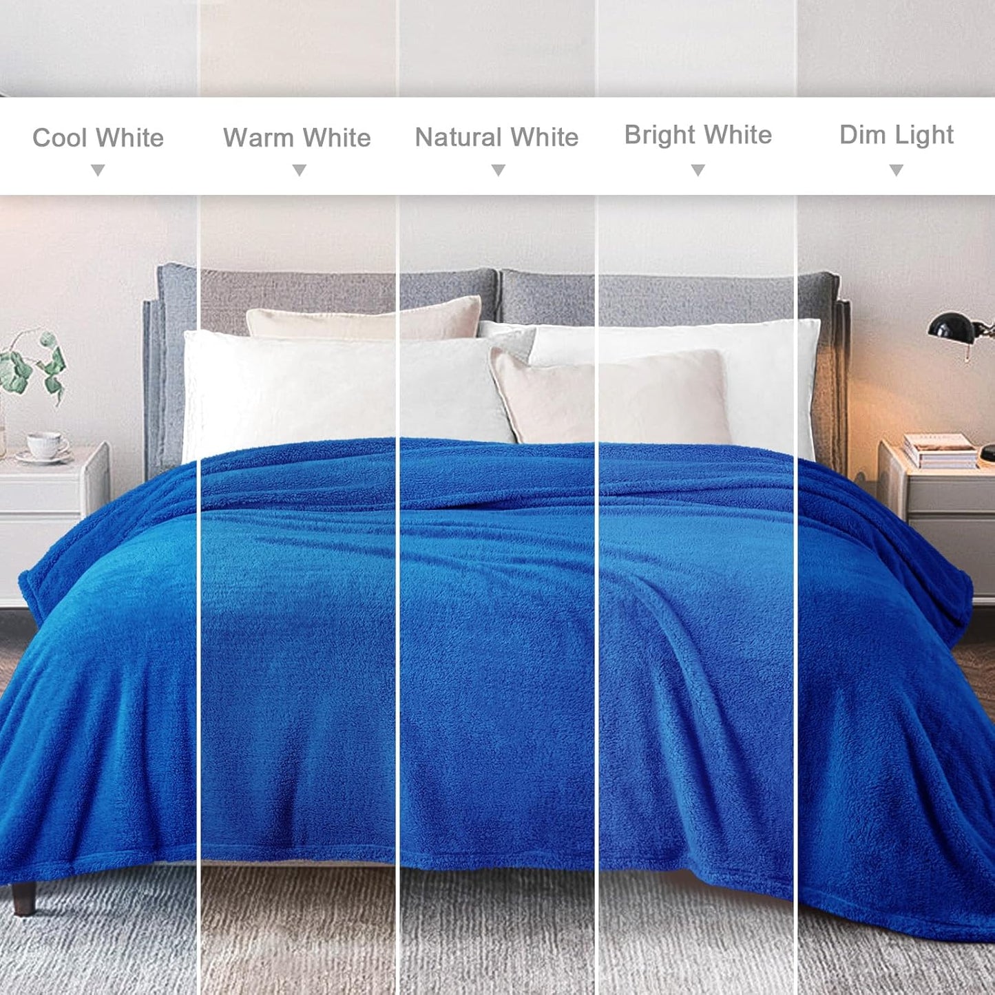 Exclusivo Mezcla King Size Flannel Fleece Blanket, Super Soft Velvet Plush Bed Blanket, Fuzzy Cozy and Warm for All Seasons, 90x104 Inches, Cobalt Blue