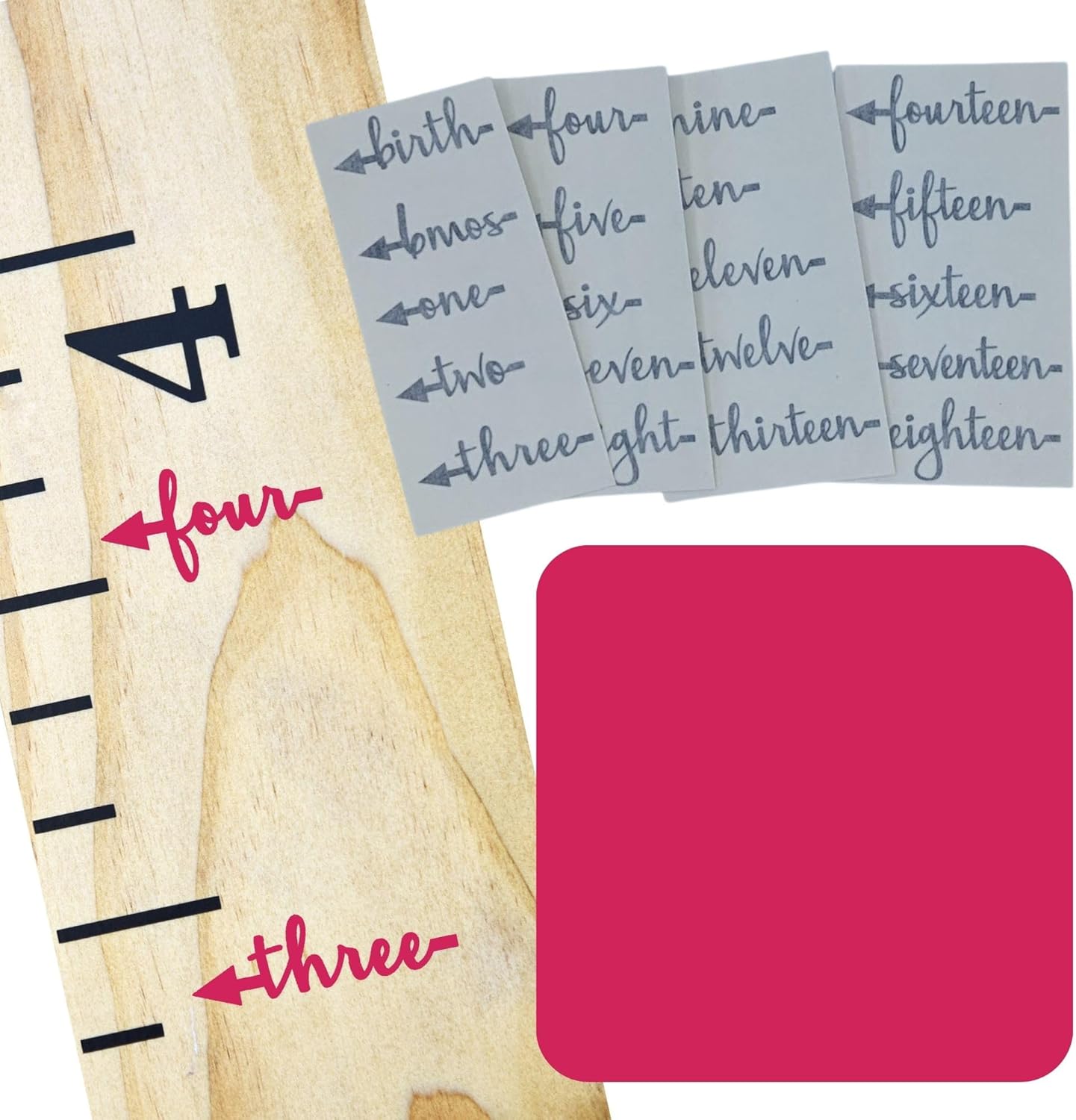 Little Acorns ADD ON - DIY Vinyl Growth Chart Ruler - Height Marker Arrows ONLY - Script - Straight