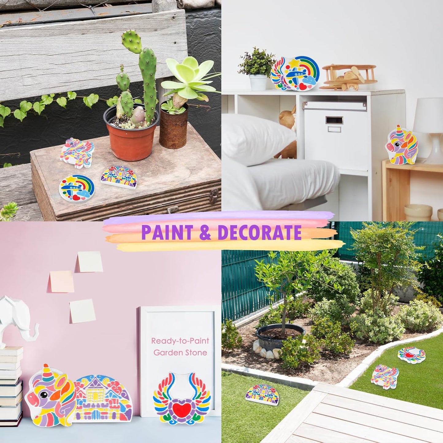 IFLOVE Paint Your Own Stepping Stones for Kids Craft Kits,Arts and Crafts for Kids Ages 4-8,5 Pack Painting Crafts for Girls Ages 8-12,Outdoor Toys Art Supplies Toddler Birthday Gift (Unicorn)