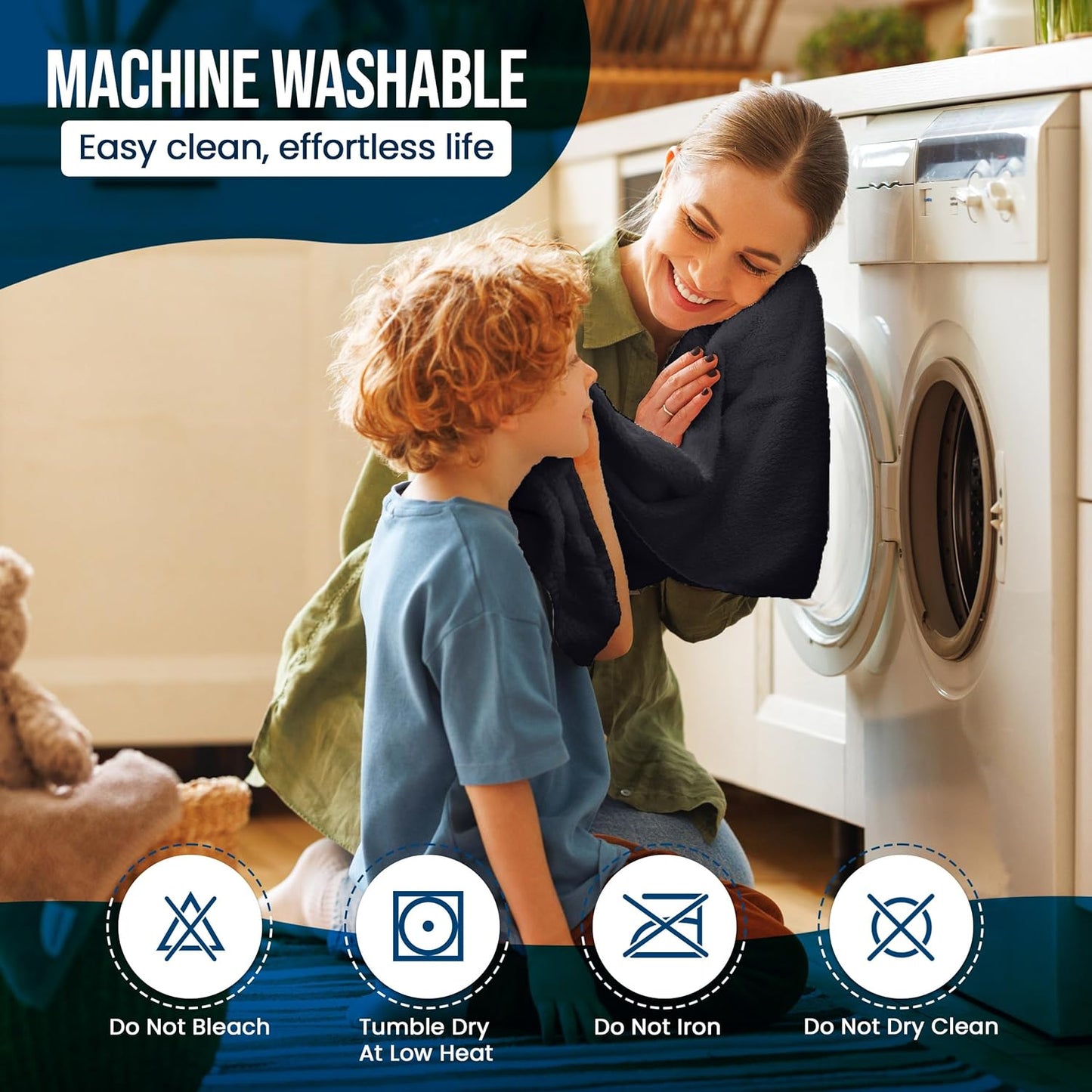 Utopia Bedding Waterproof Mattress Protector Queen Size, Premium Terry Mattress Cover 200 GSM, Breathable, Fitted Style with Stretchable Pockets (Navy Blue)