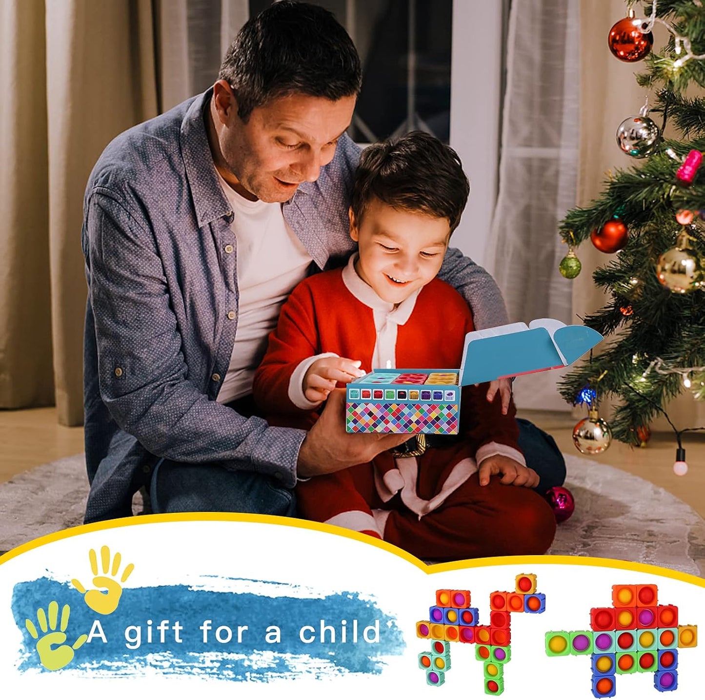 Pop Fidget Toys Bubble Sensory Toy Girl Boy 24Pcs Colorful Silicone Fidget Building Block Toy Set Autism Special Needs Stress Relief Kids Educational Dimple Fidget Packs Puzzle Toy Toddler Gift