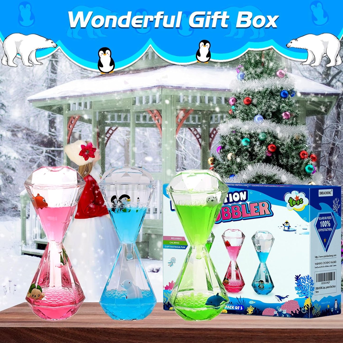 XINBAOHONG Liquid Motion Bubbler for Kids and Adults Hourglass Liquid Bubbler Timer for Sensory Play Fidget Toy Stress Management Desk Decor(Green)