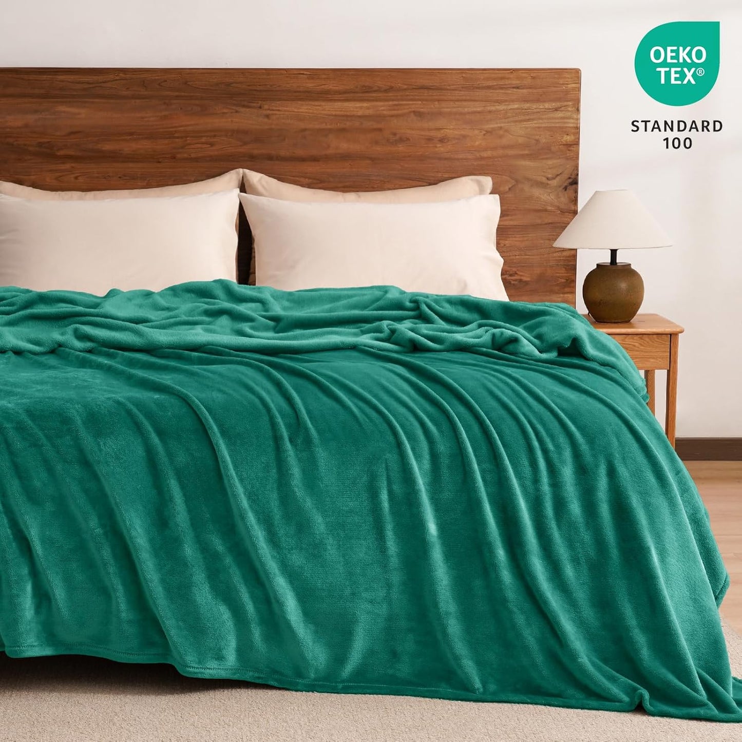 PHF Ultra Soft Fleece Blanket King Size, No Shed No Pilling Luxury Plush Cozy 300GSM Lightweight Blanket for Bed, Couch, Chair, Sofa Suitable for All Season, 108" x 90", Teal Green