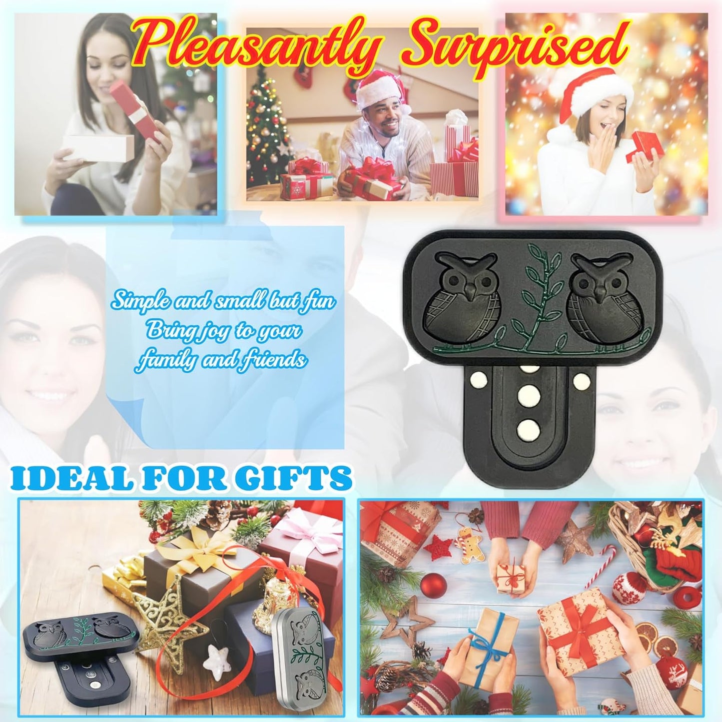 New Decompression Metal Poker Fidget Slider,Men's EDC Hand Slider,Poker Push Card Stress Relief Toys,Twig Sitting Owl Shape Design Fidget Toys,Office Desk Toys Gifts for Boyfriend and Father (Black)