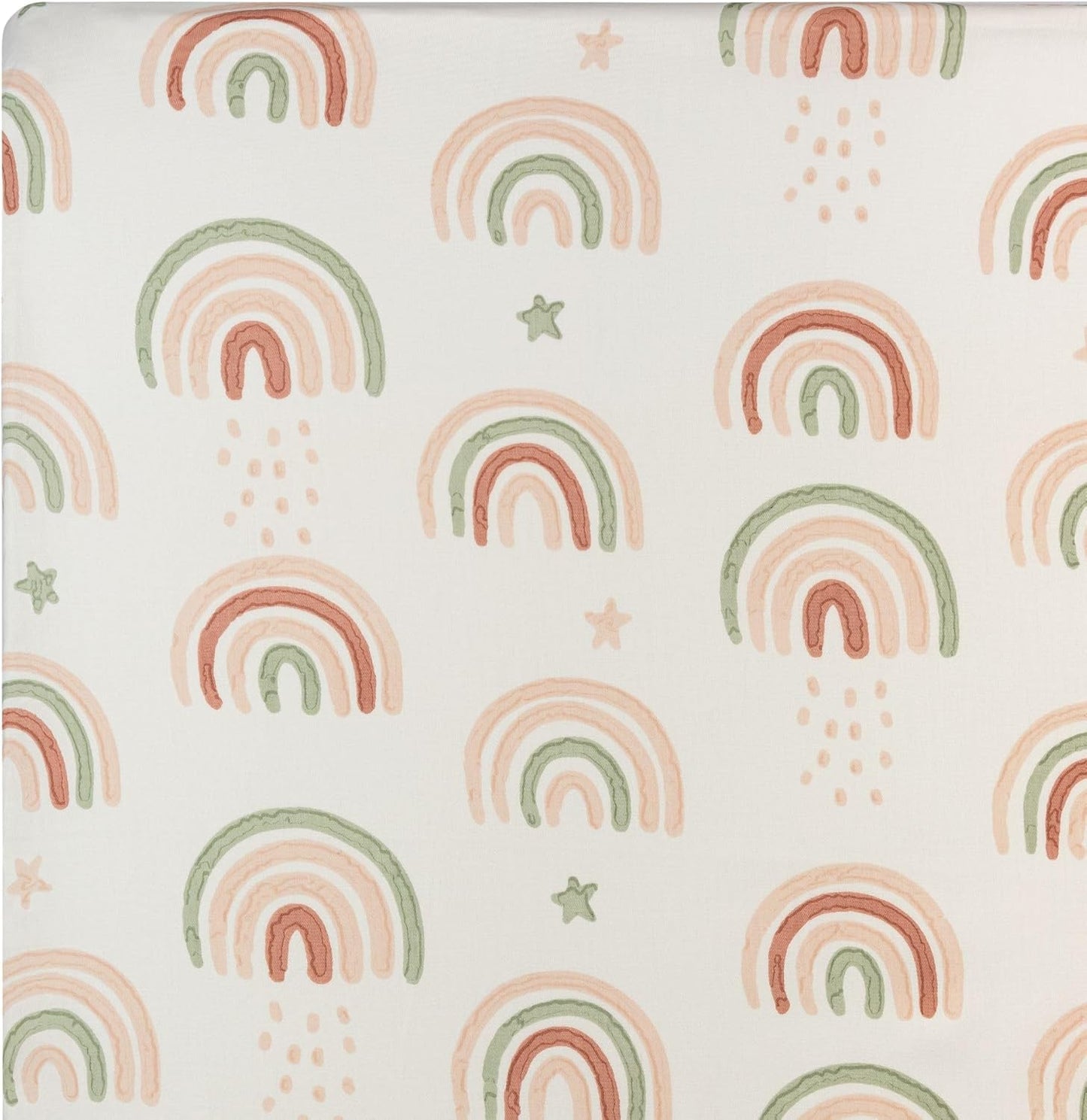 Crane Baby 100% Cotton Breathable Fitted Baby and Toddler Sheet for Standard Mattress (28 X 52), Machine Washable Crib Boho Rainbow Boho Rainbow