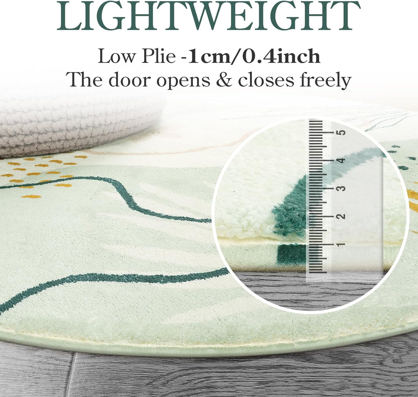 Lahome Green Botanical Print Small Throw Rugs Modern Abstract Non-Slip 3x5 Minimalist Art Area Rug Accent Distressed WashableFloor Carpet for Living Room Bedroom Entryway