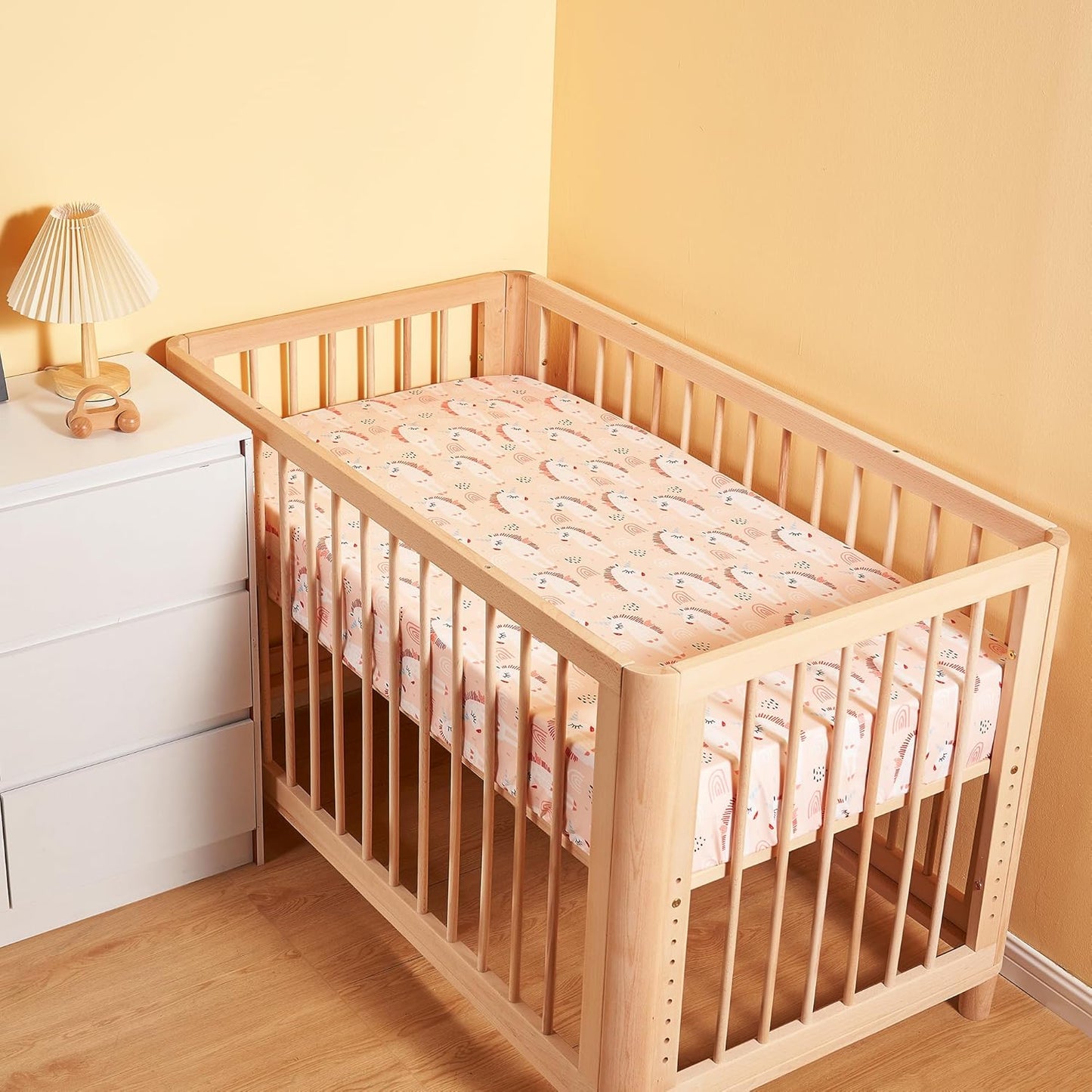 TILLYOU Baby Crib Sheets for Boys Girls, Super Soft Toddler Bed Sheets, 2 Pack Sheets for Standard Crib Mattress 28x52in, Pony Pink