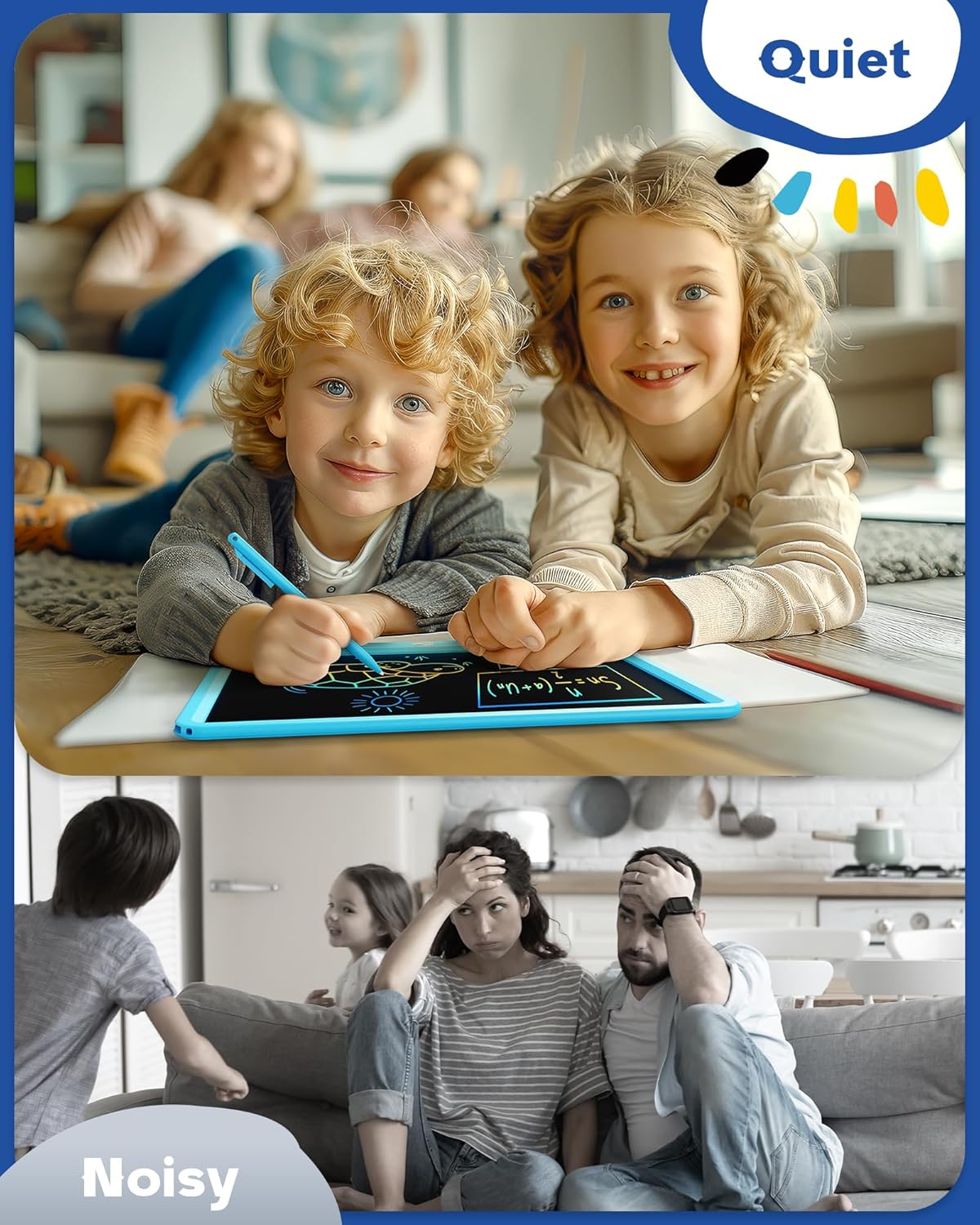 Bravokids 12 Inch LCD Writing Tablet for 3 Year Olds - Electronic Drawing Pad and Doodle Board as Educational Birthday Gifts for Girls and Boys (Blue)