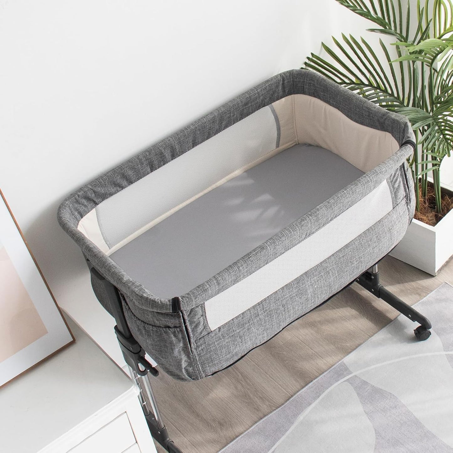 Waterproof Bassinet Sheets Fit for Halo, Dream on Me, Ingenuity, Fisher Price, Delta, Graco and Other Oval Bassinet Mattress, 2 Pack, Ultra Soft Microfiber Sheets, Grey