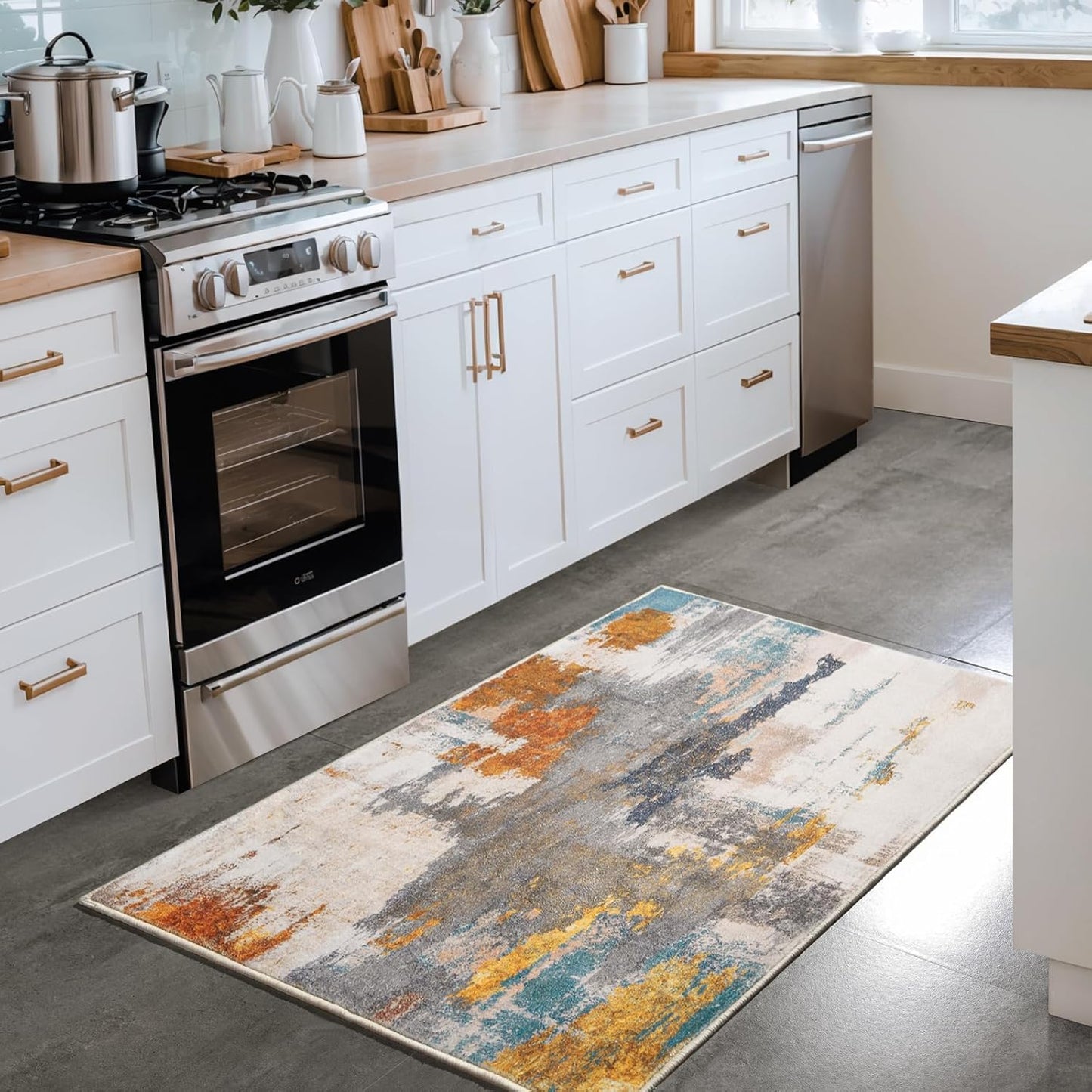 Entrance Rug 2x3 Indoor Door Mats for Entryway Modern Abstract Washable Rugs Grey Rug Non Slip Throw Rugs for Bedroom, Kitchen, Front Door Entryway