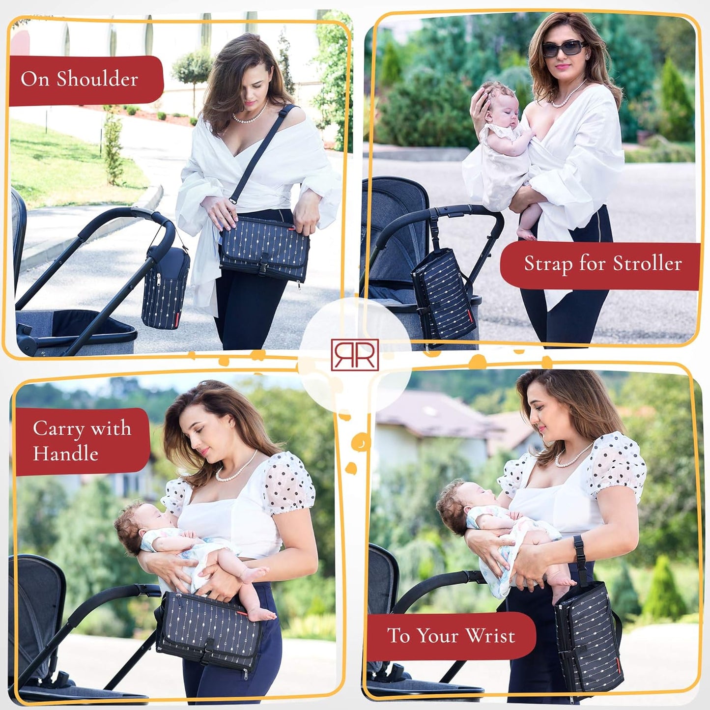 Portable Diaper Changing Pad Waterproof โ B0NUS Insulated Baby Bottle Bag, 2-in-1 Diaper Clutch and Changing Mat, Wipe Clean Portable Changing Pad with Built-in Head Cushion (Black)