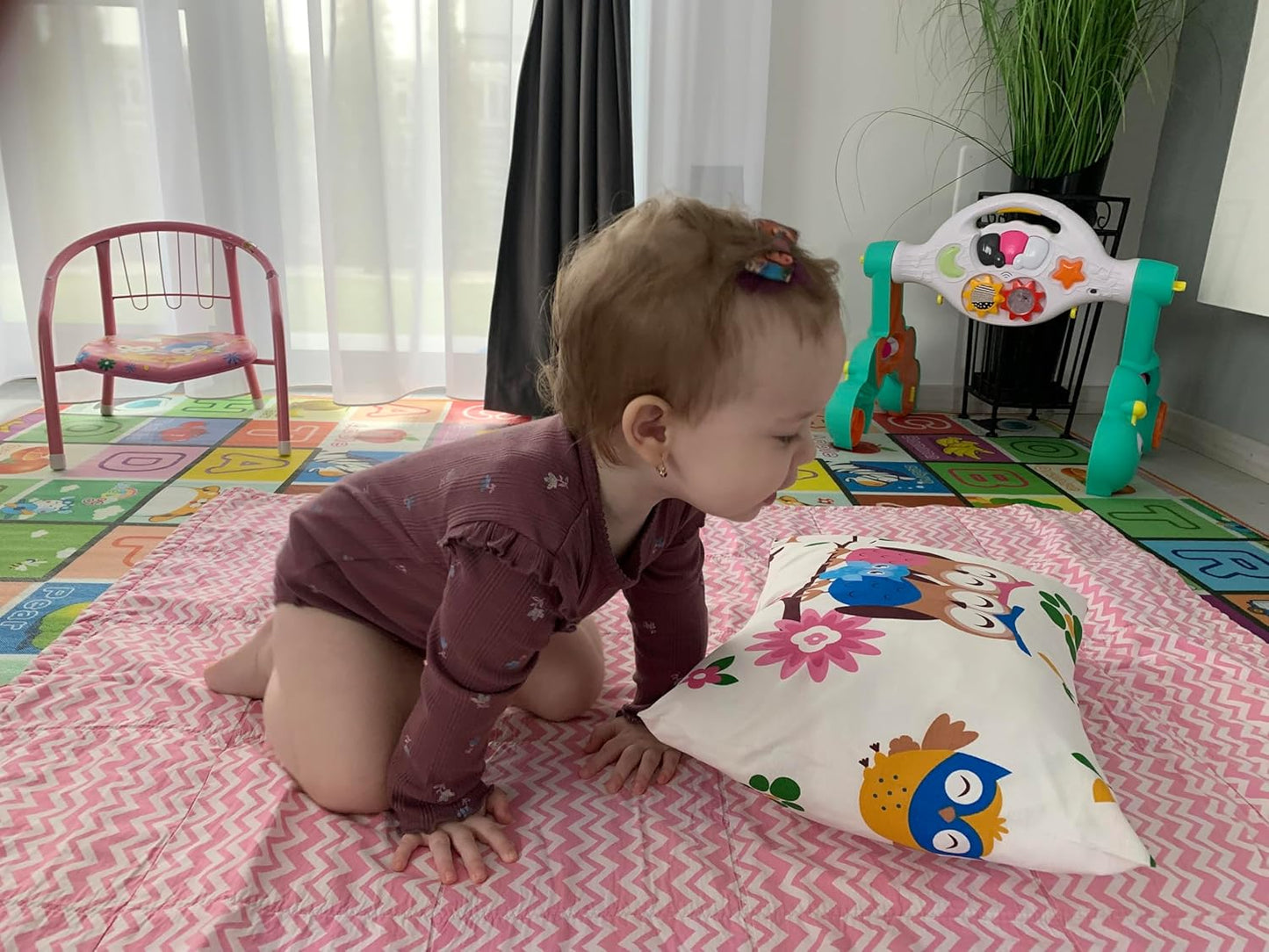 Cotton Toddler Pillowcase 13 x 18 Owl - Small Pillowcases for Travel Pillows, Owl Pillow Cases, Crib Pillows Protector for Toddler - Owls Family