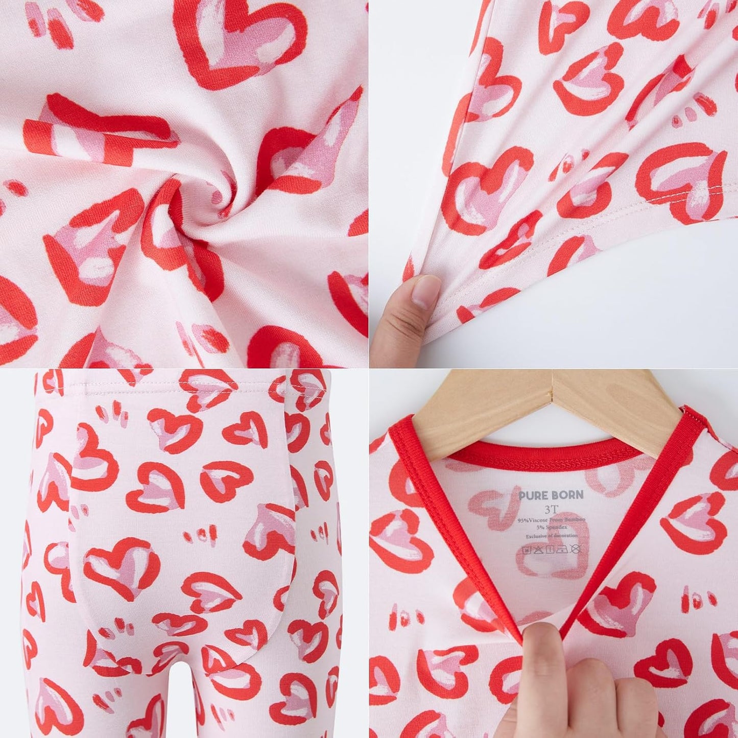 pureborn Baby Viscose From Bamboo Pajamas Set Pjs - Kids Toddler Girl Snug Fit Viscose Sleepwear 2pcs 18M-8Y