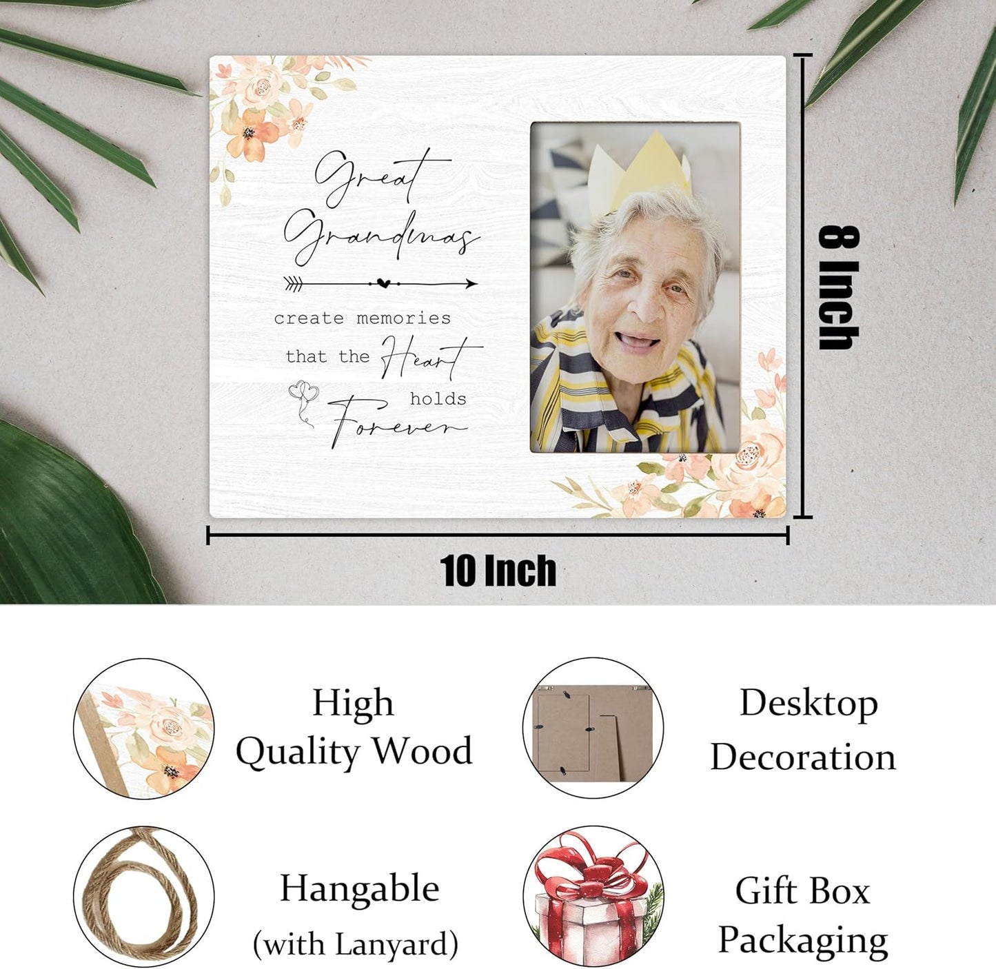Great Grandma Picture Frame - Great Grandma Gifts from Grandkids, Sympathy Gifts for Loss of Great Grandma, Great Grandma Memorial Wooden Frame for Tabletop or Wall Hanging 4x6 Photo