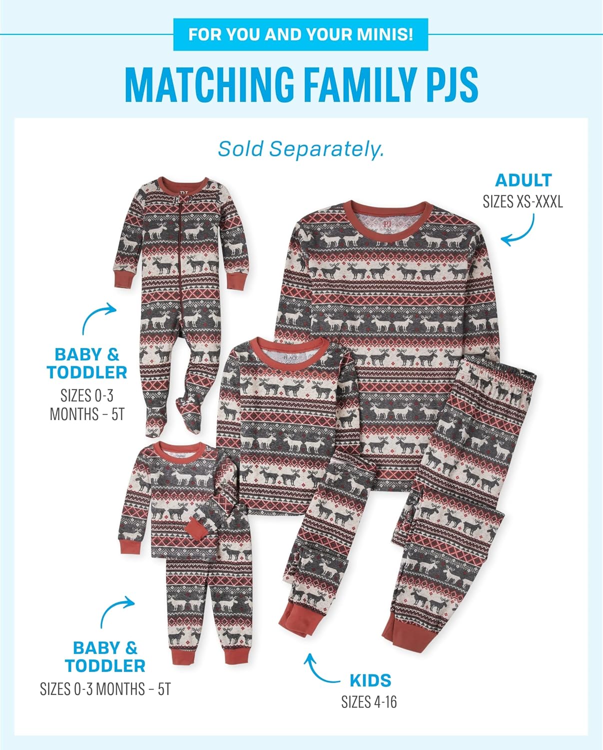 The Children’s Place Family Matching, Christmas and Holiday Pajama Sets, Cotton
