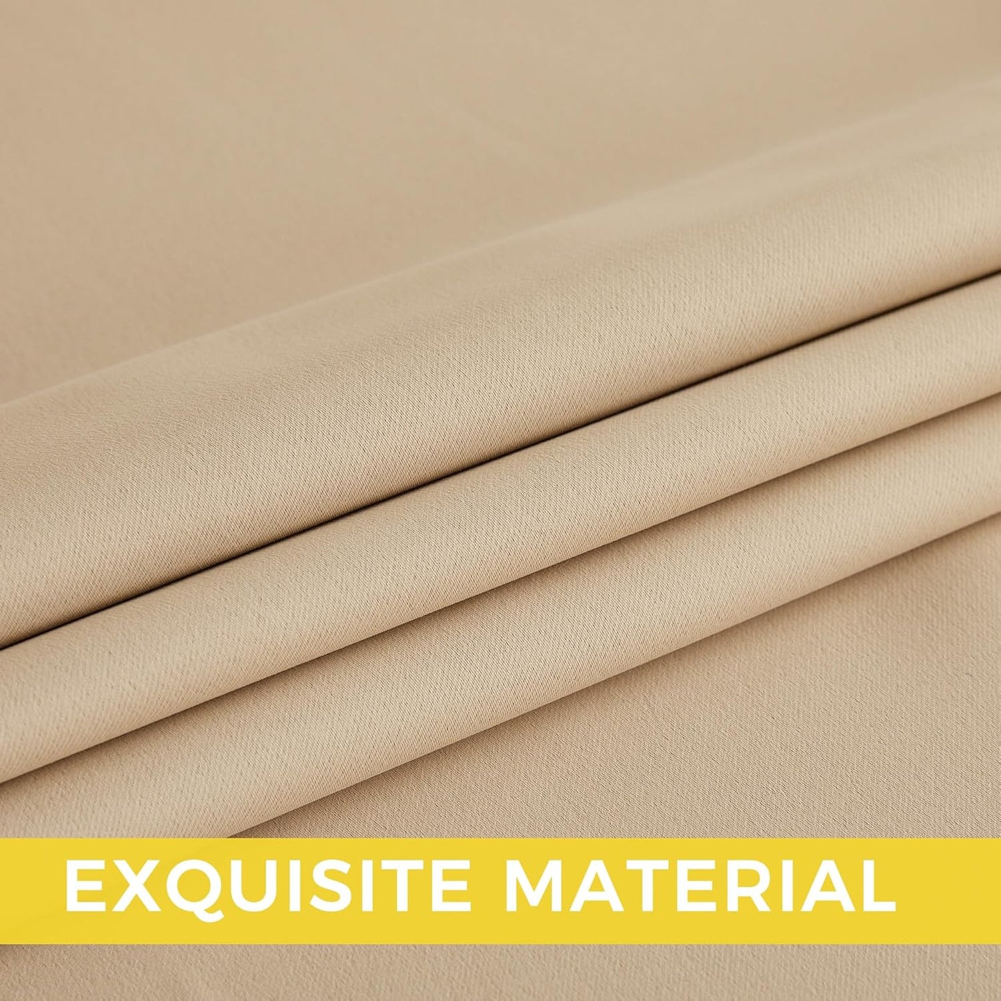 NICETOWN Biscotti Beige Blackout Curtains 108 Inches Long, Thermal Insulated 2 Panels Set, W52 Soundproof Light Blocking Drapes for Living Room, Bedroom, Window, Girls Room, W52 x L108