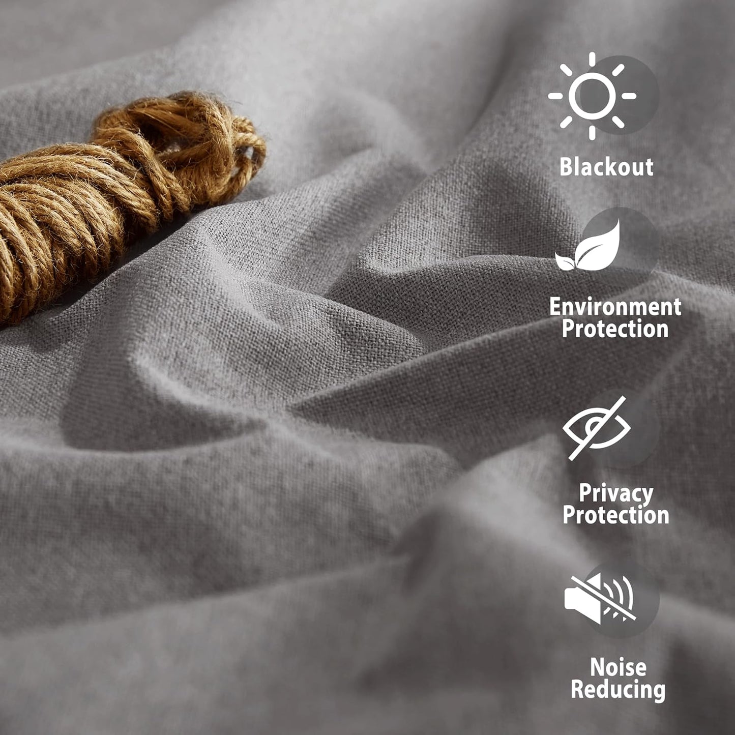 NICETOWN Grey Long Faux Linen Full Shade Panels, 52" Wide x 95" Long, Pair of Thermal Insulated & Energy Efficiency Blackout Curtains for Living Room Windows, Lined Silky Performance Window Dressing